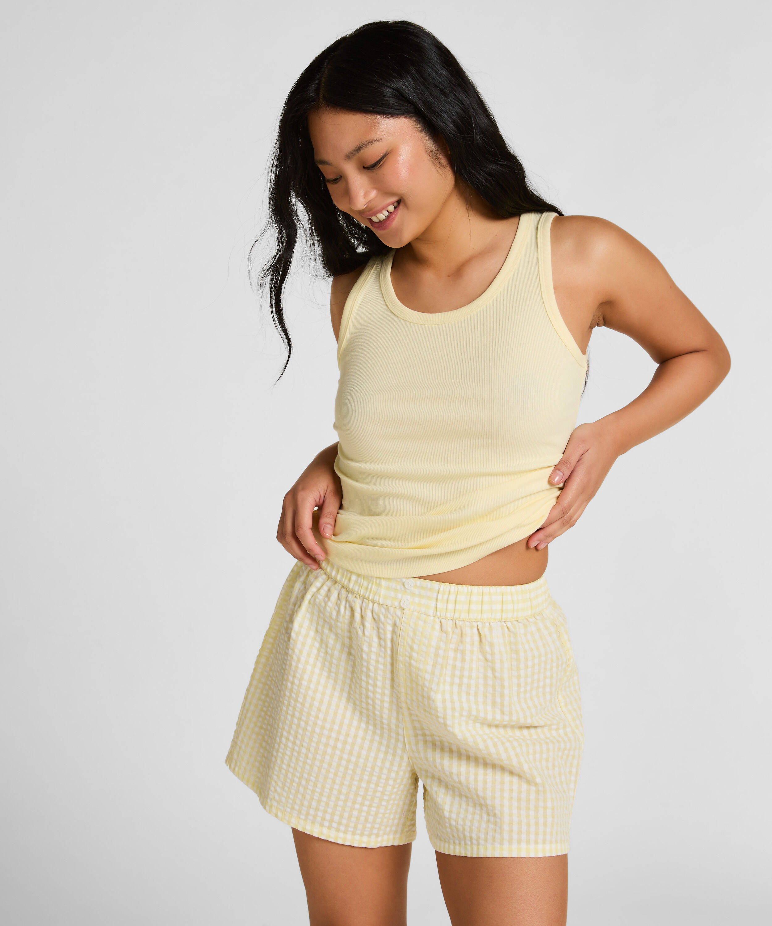 Pyjama Short Seersucker, Gelb Pyjama Short Seersucker, Gelb