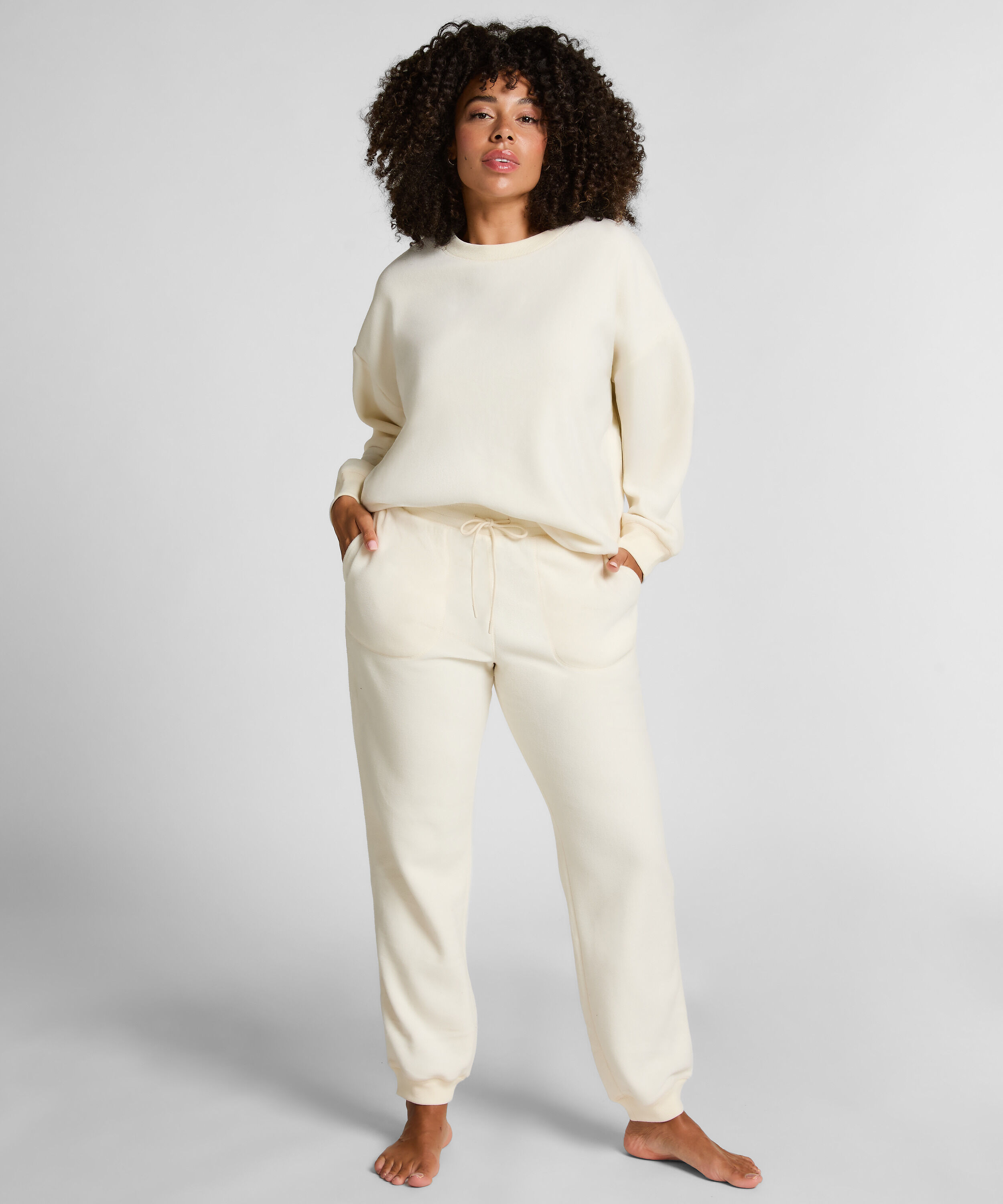 Sportlicher Jogger Fleece, Weiß