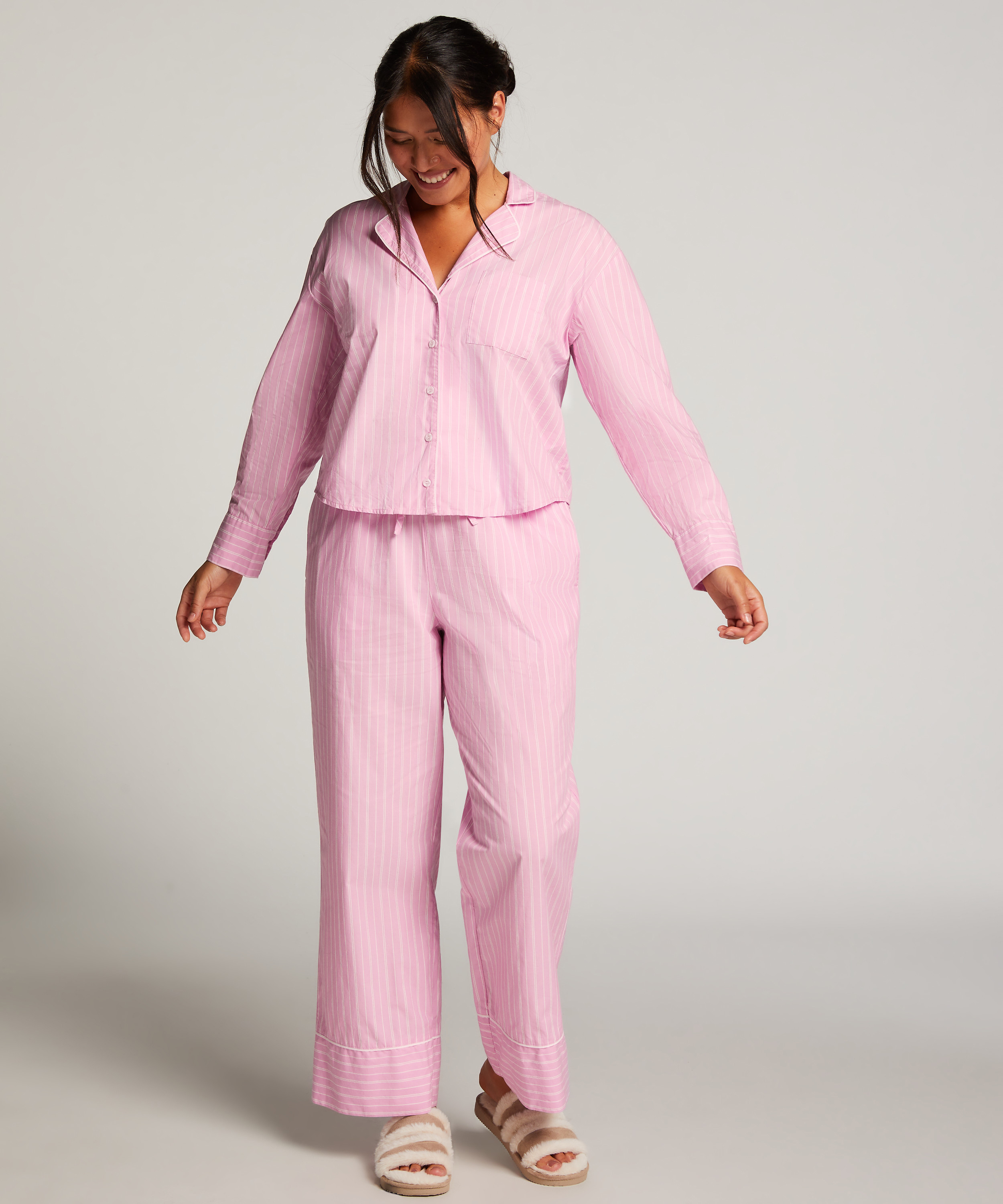 Pyjama-Oberteil aus Baumwolle , Rose, main