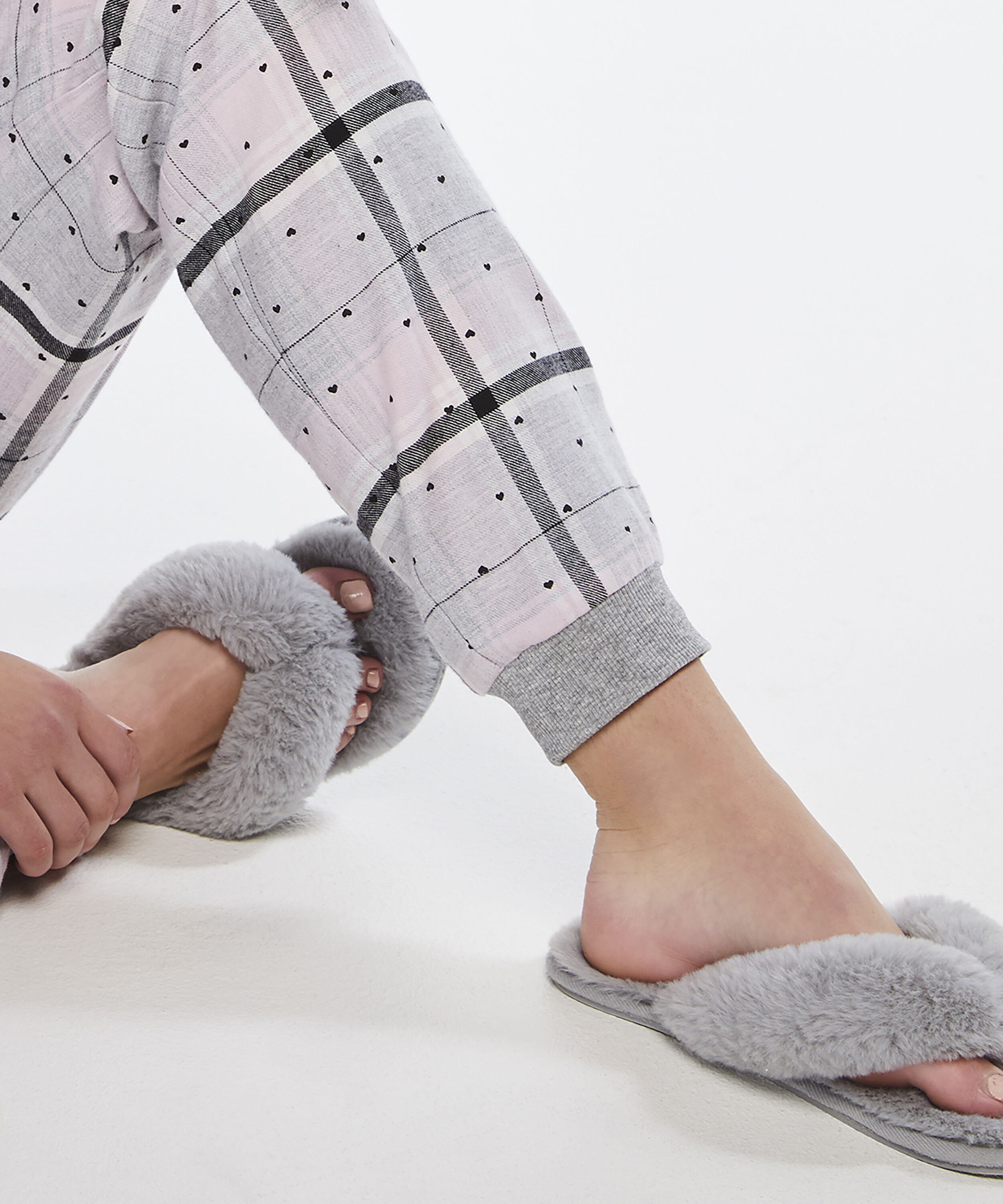 Hausschuhe Fake Fur, Grau