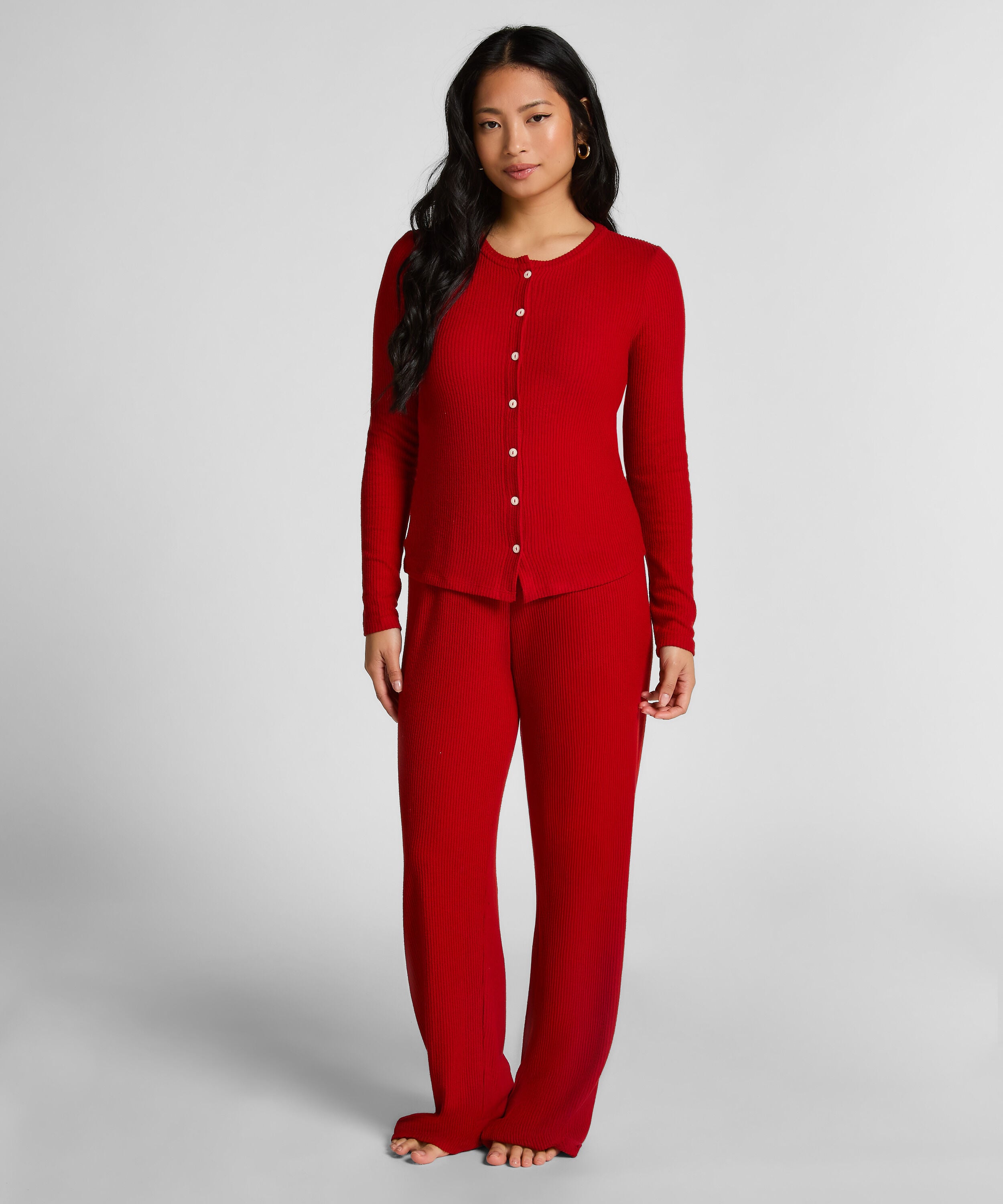 Gerippte Jersey-Strickjacke
