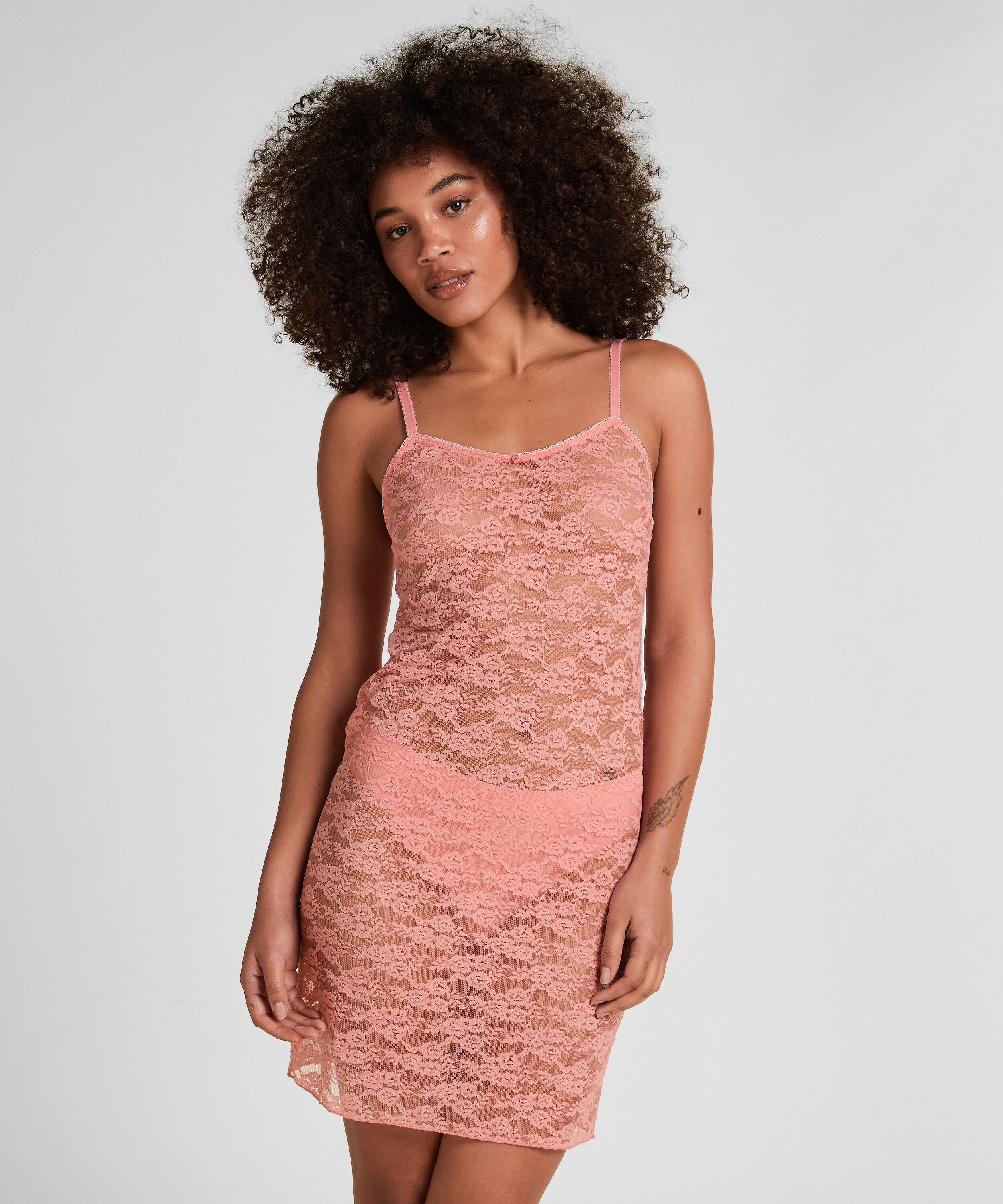 Slipdress aus Allover-Spitze, Rose