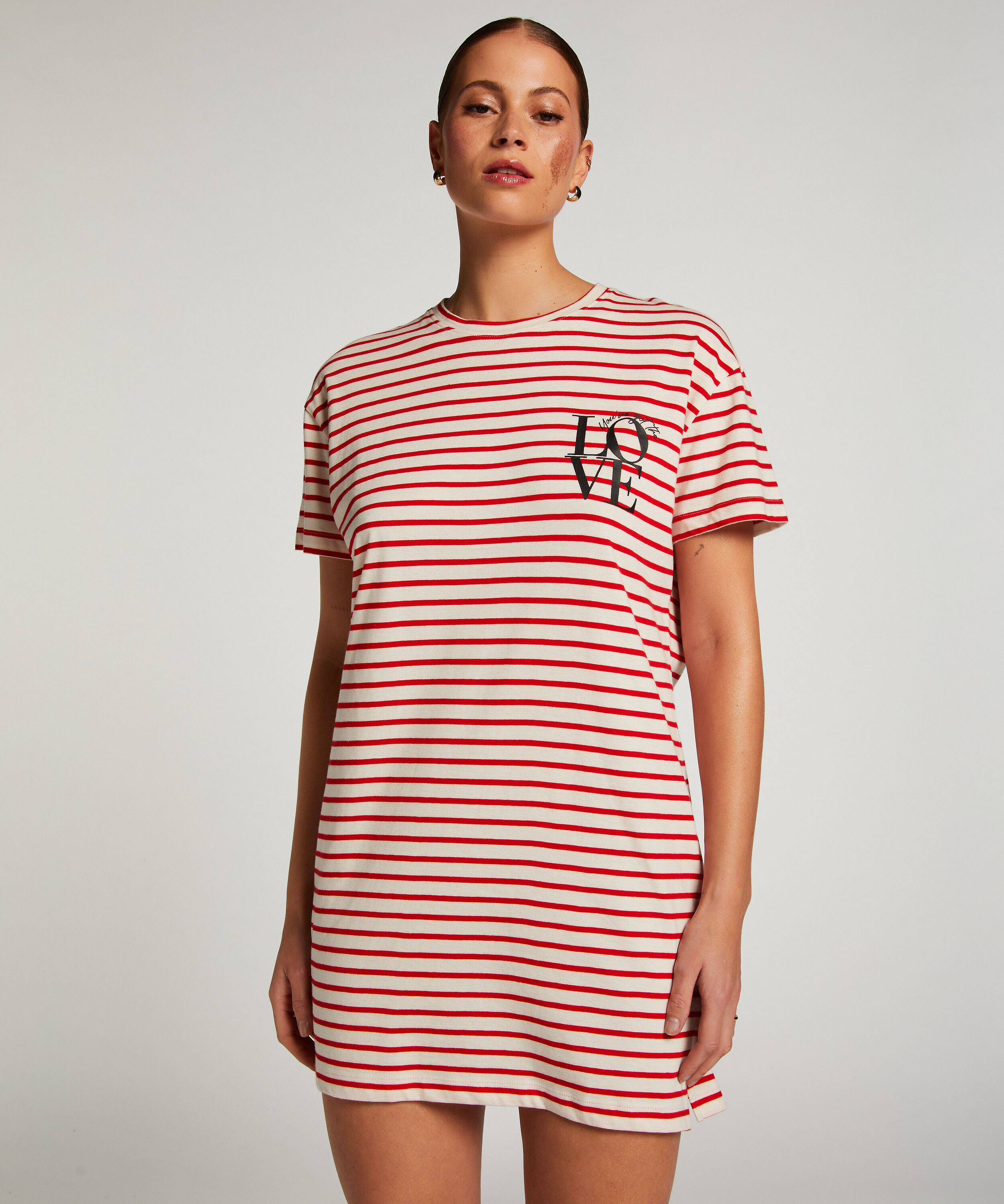 Nachthemd Rundhalsausschnitt, Rot Nachthemd Rundhalsausschnitt, Rot