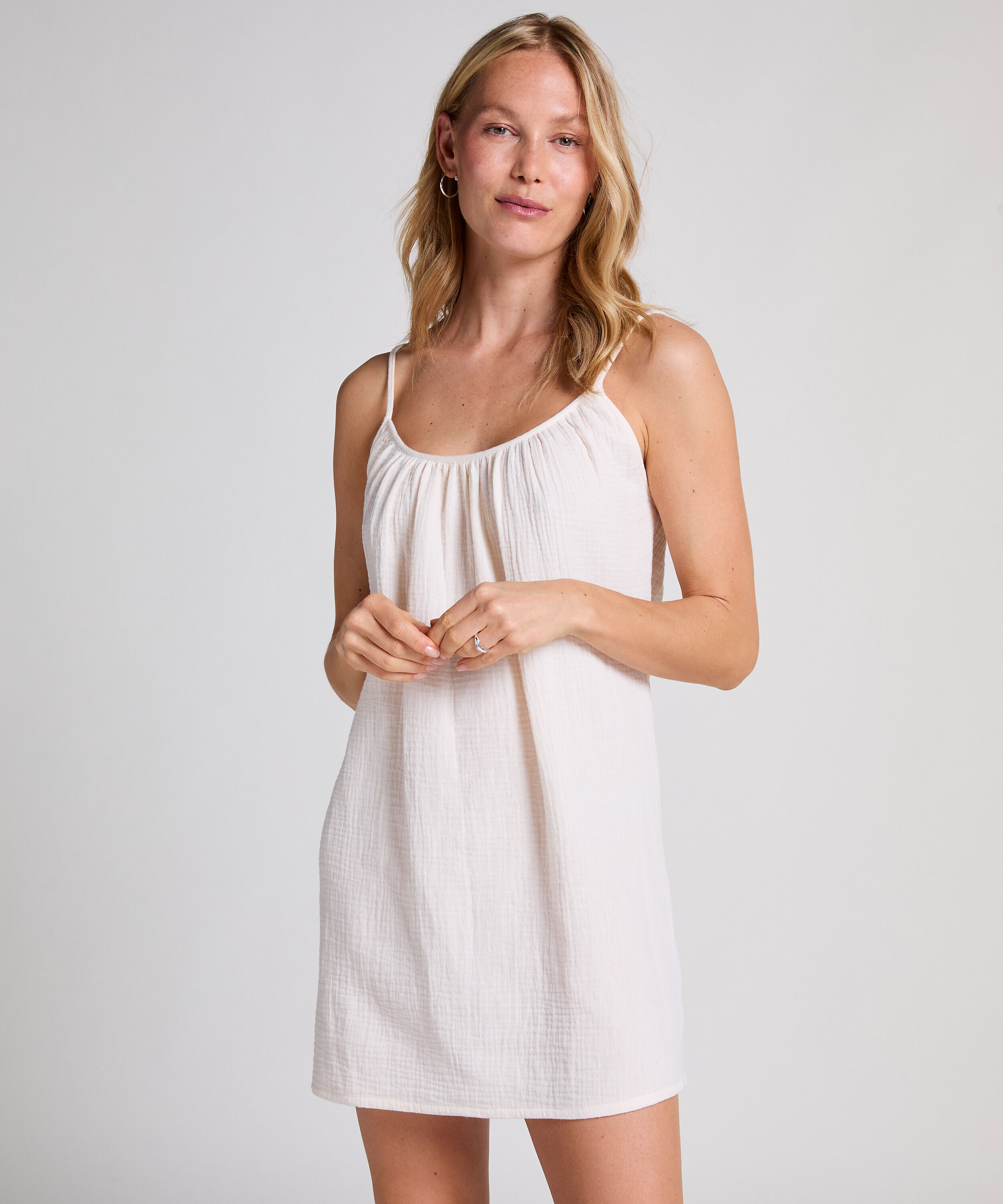 Musselin-Slipdress, Weiß Musselin-Slipdress, Weiß