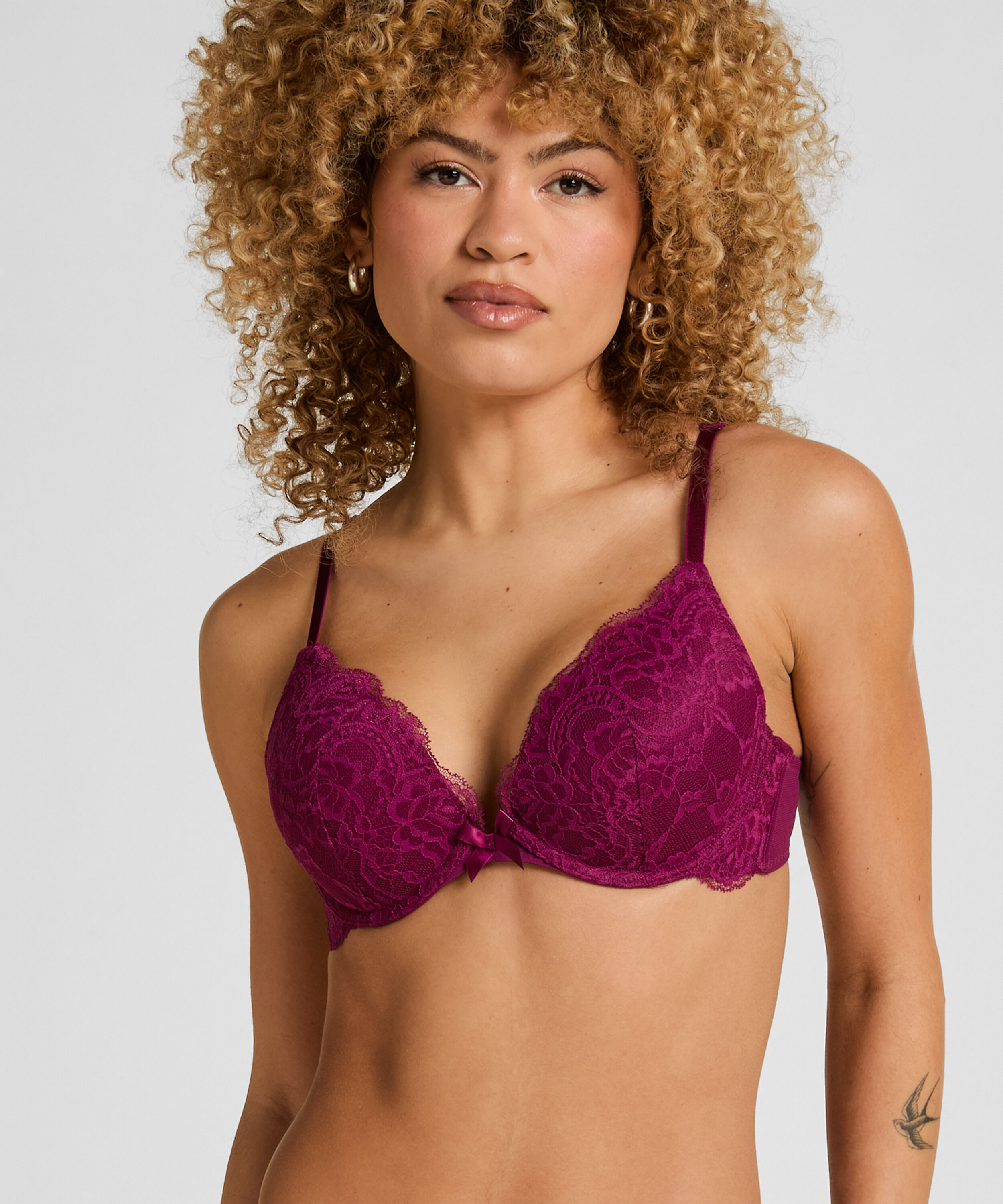 Vorgeformter Push-up-Bügel-BH Teddy, Lila