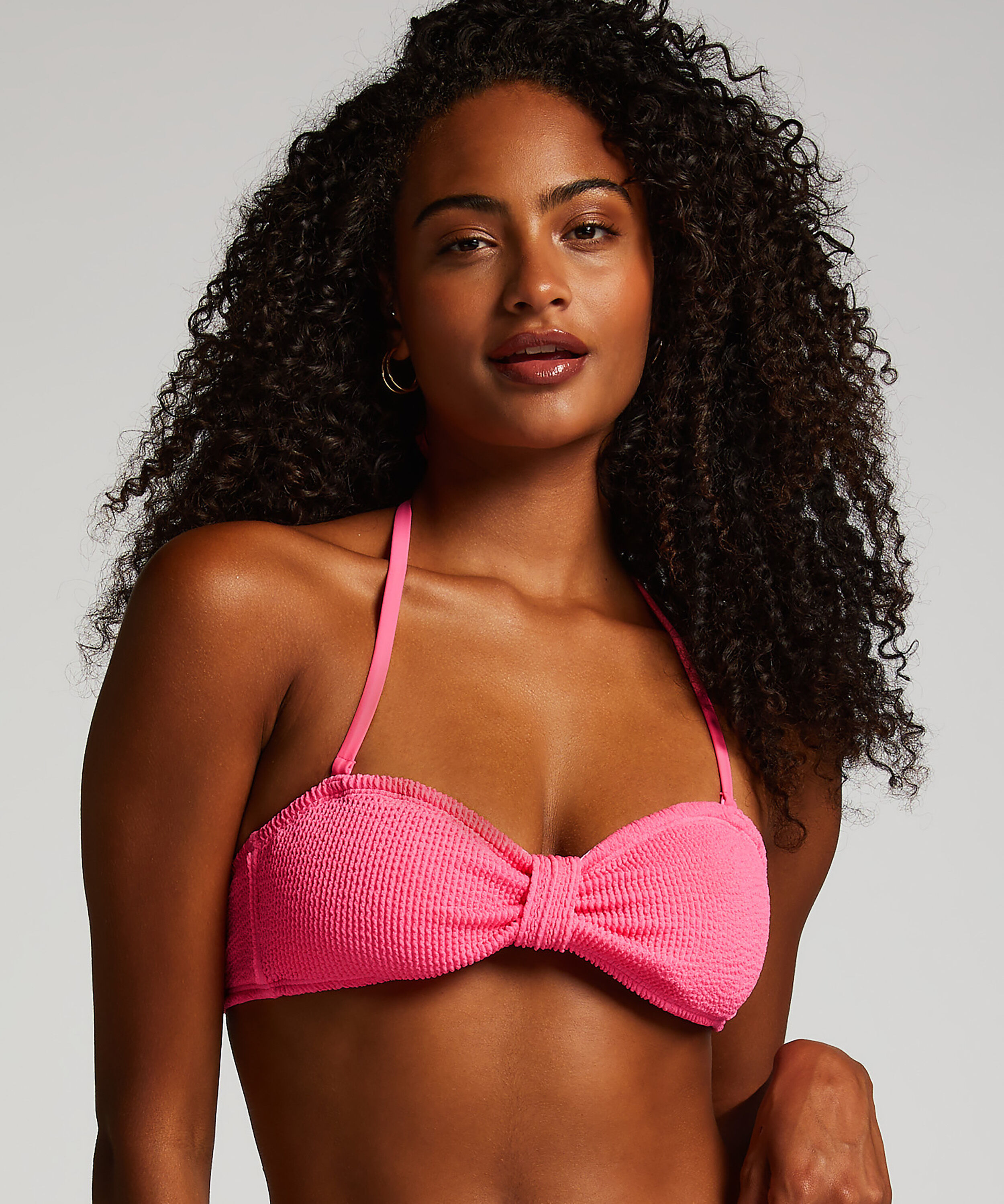 Bandeau Bikini Top Crinkle, Rose