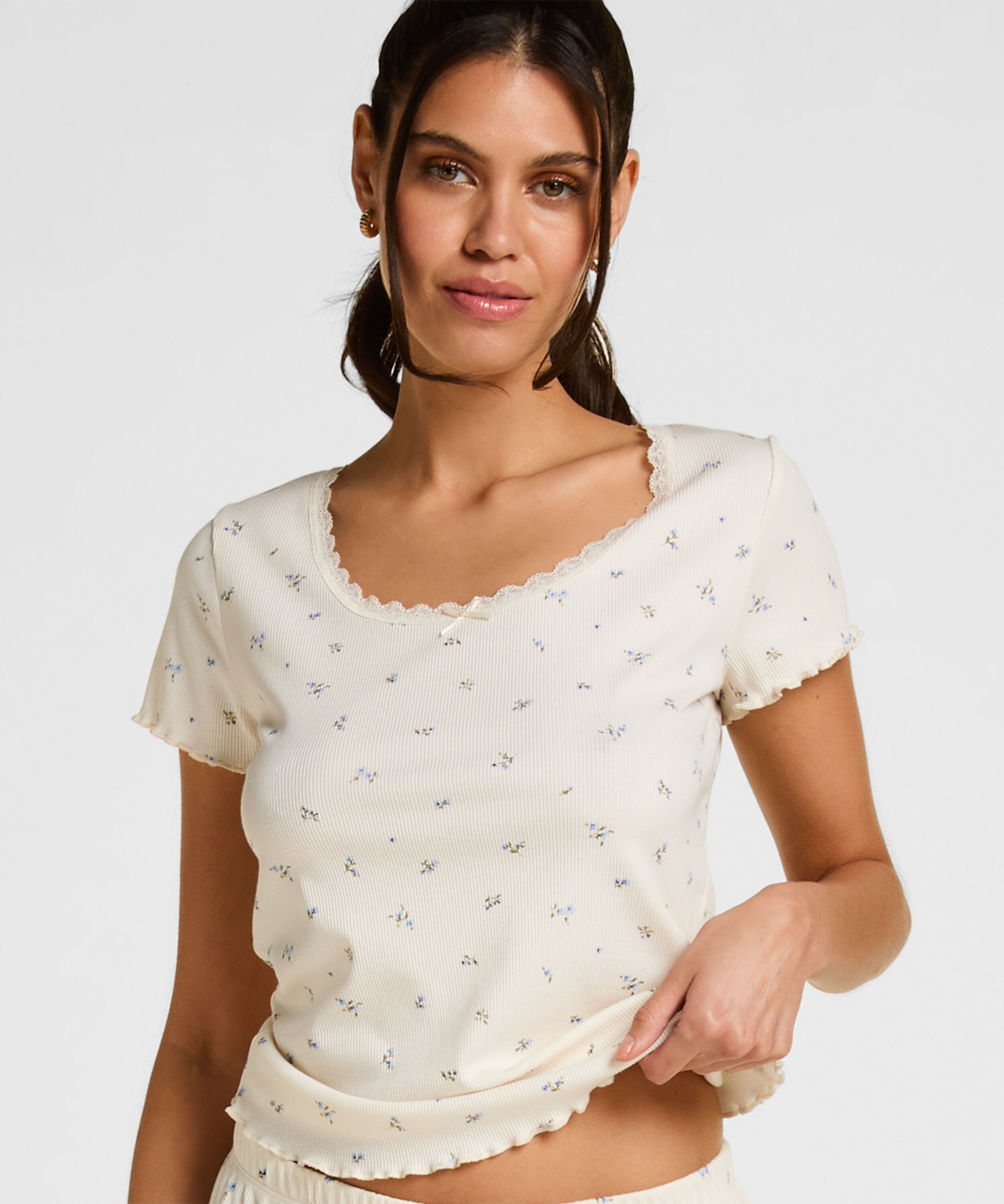 Daisy Pyjama-Shirt, Weiß