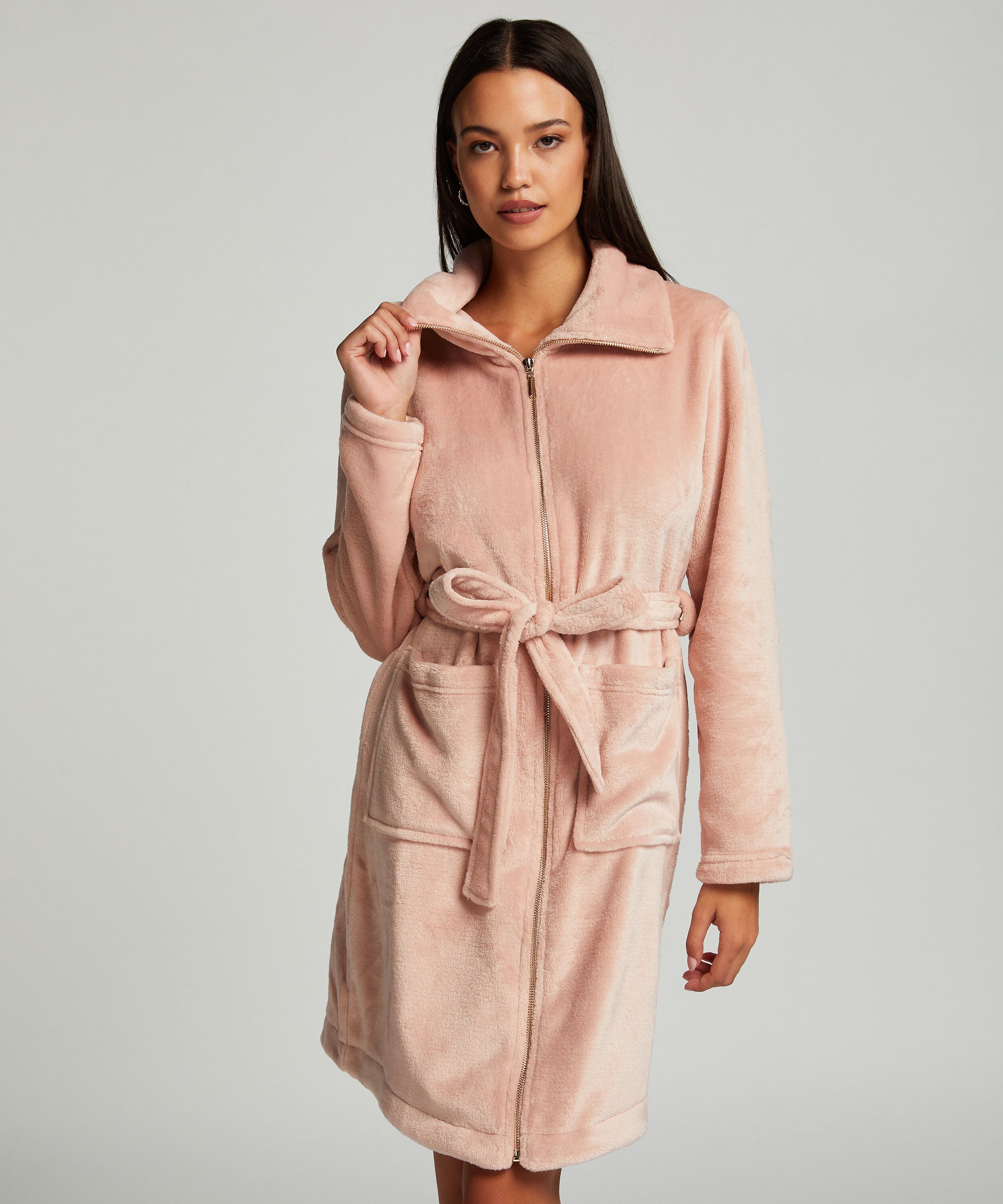 Bademantel Zip Fleece, Rose