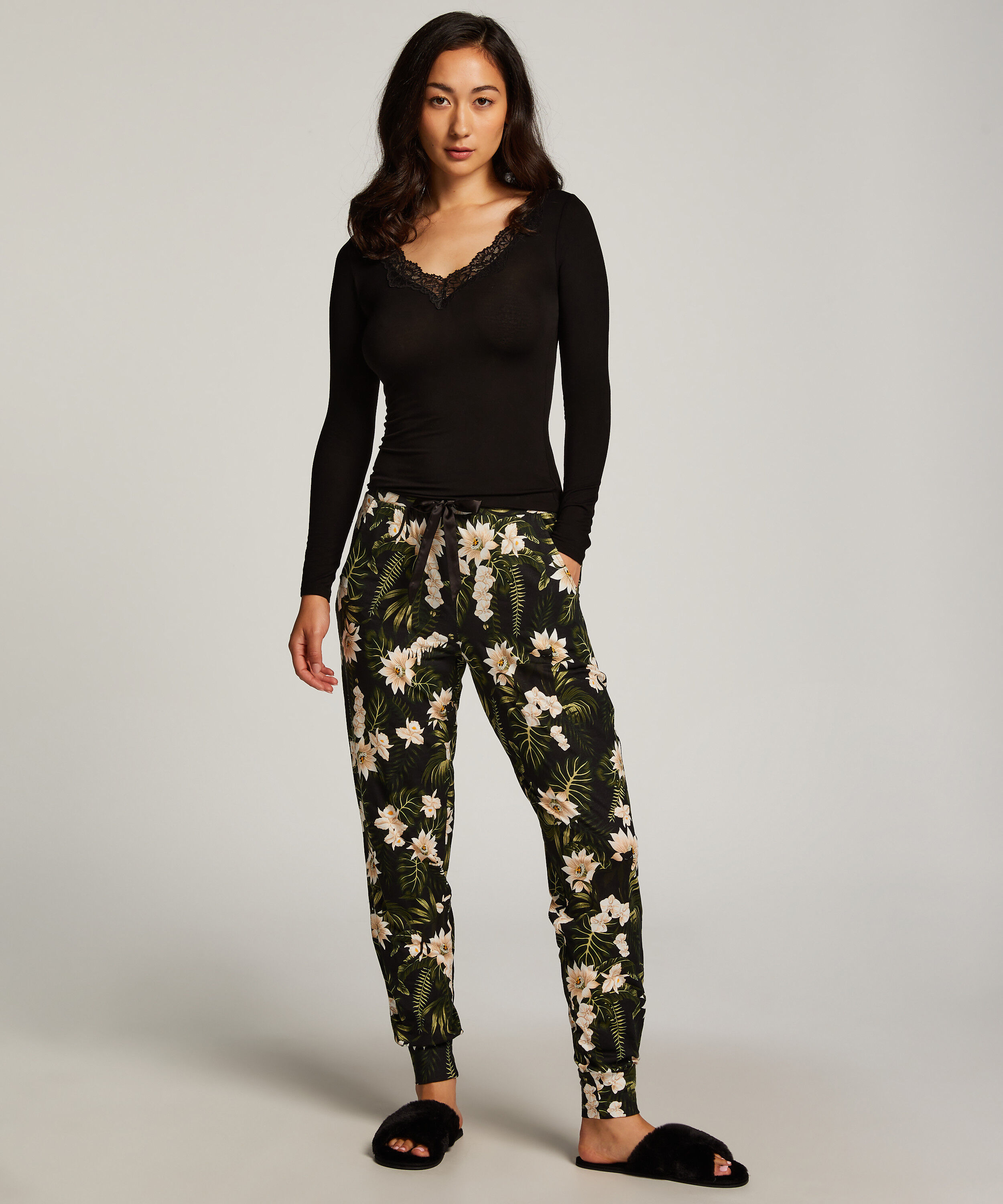 Pyjamahose Jersey, Schwarz