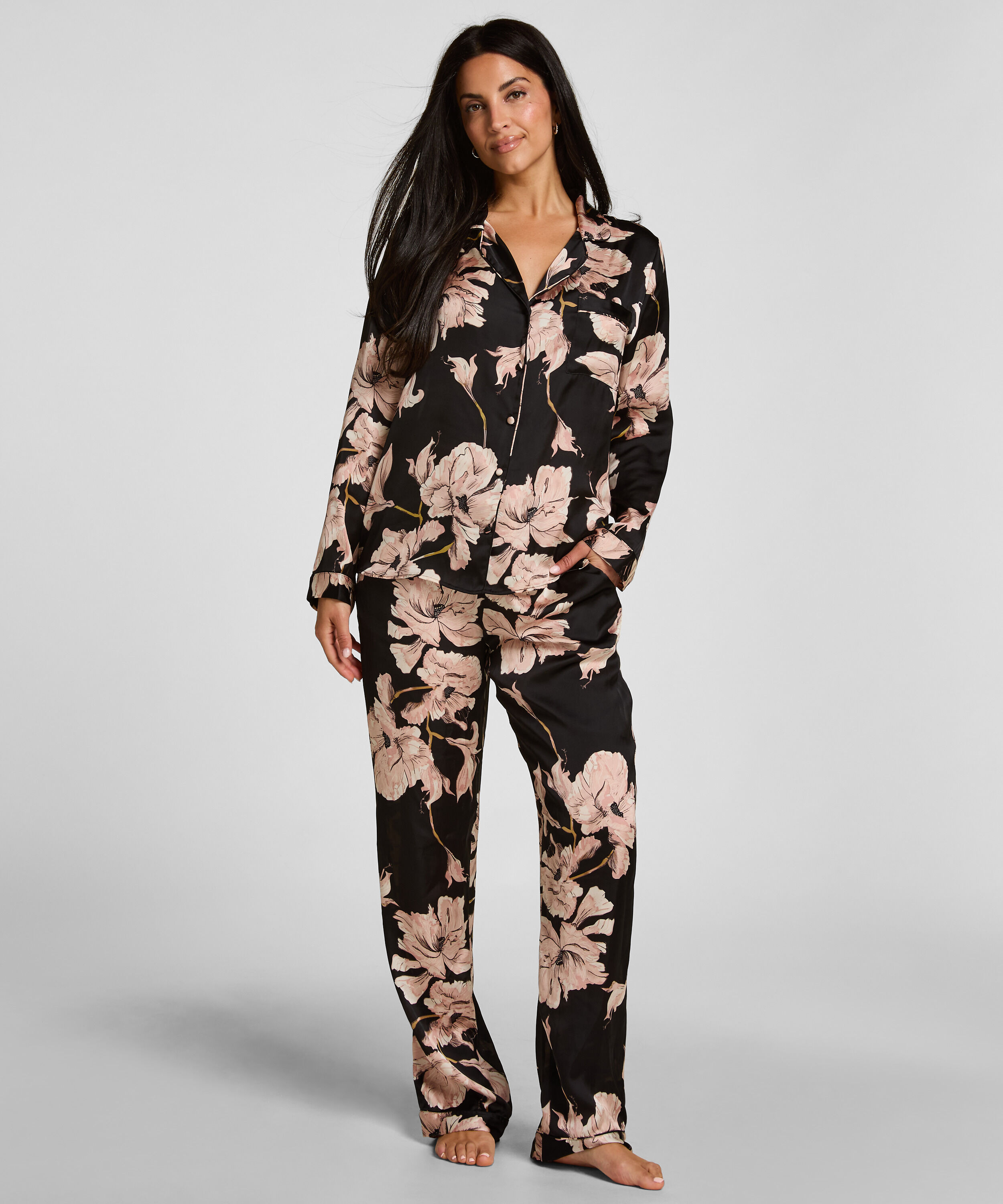Pyjama-Hose Flower, Schwarz