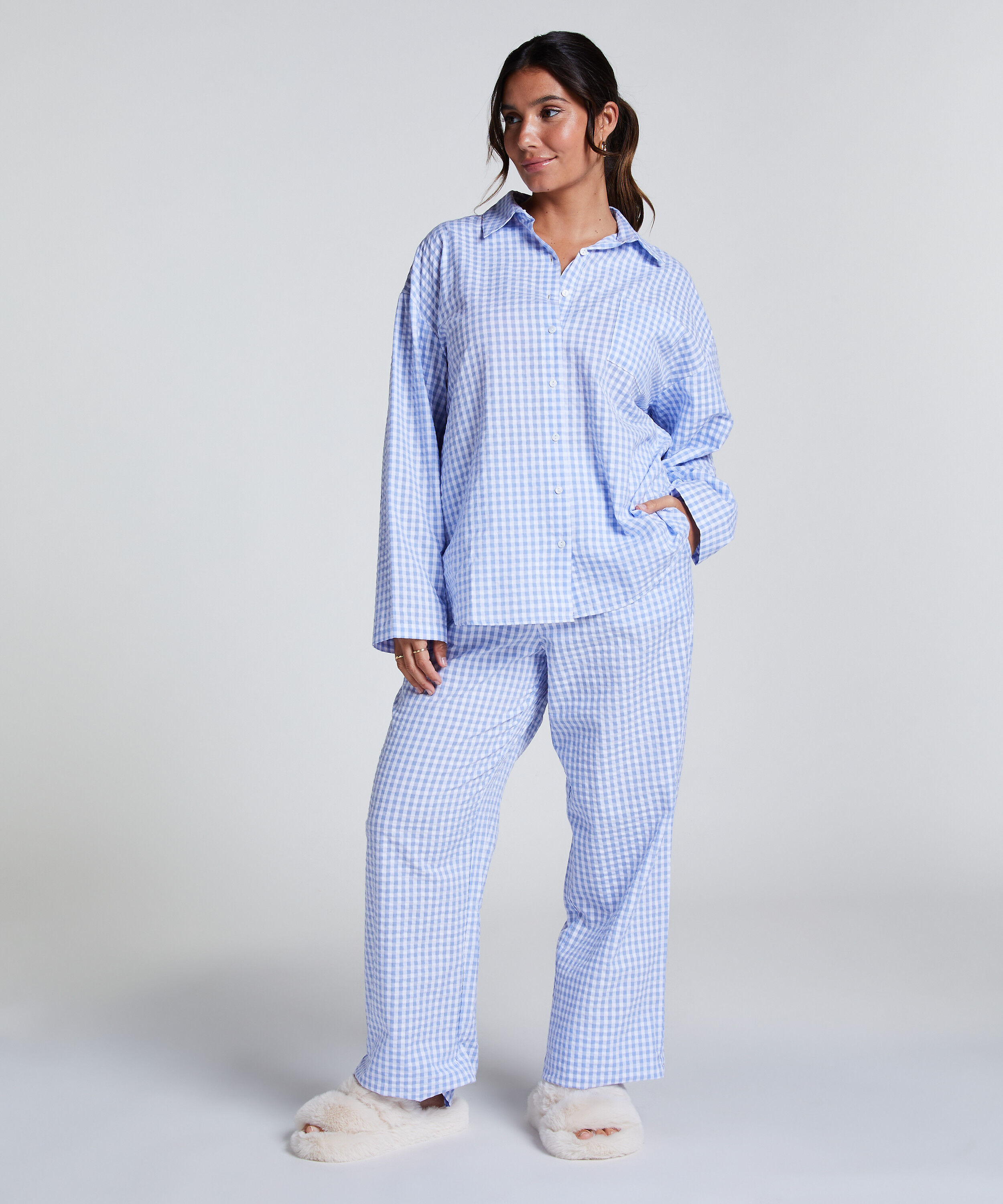 Pyjama-Oberteil aus Baumwolle, Blau Pyjama-Oberteil aus Baumwolle, Blau