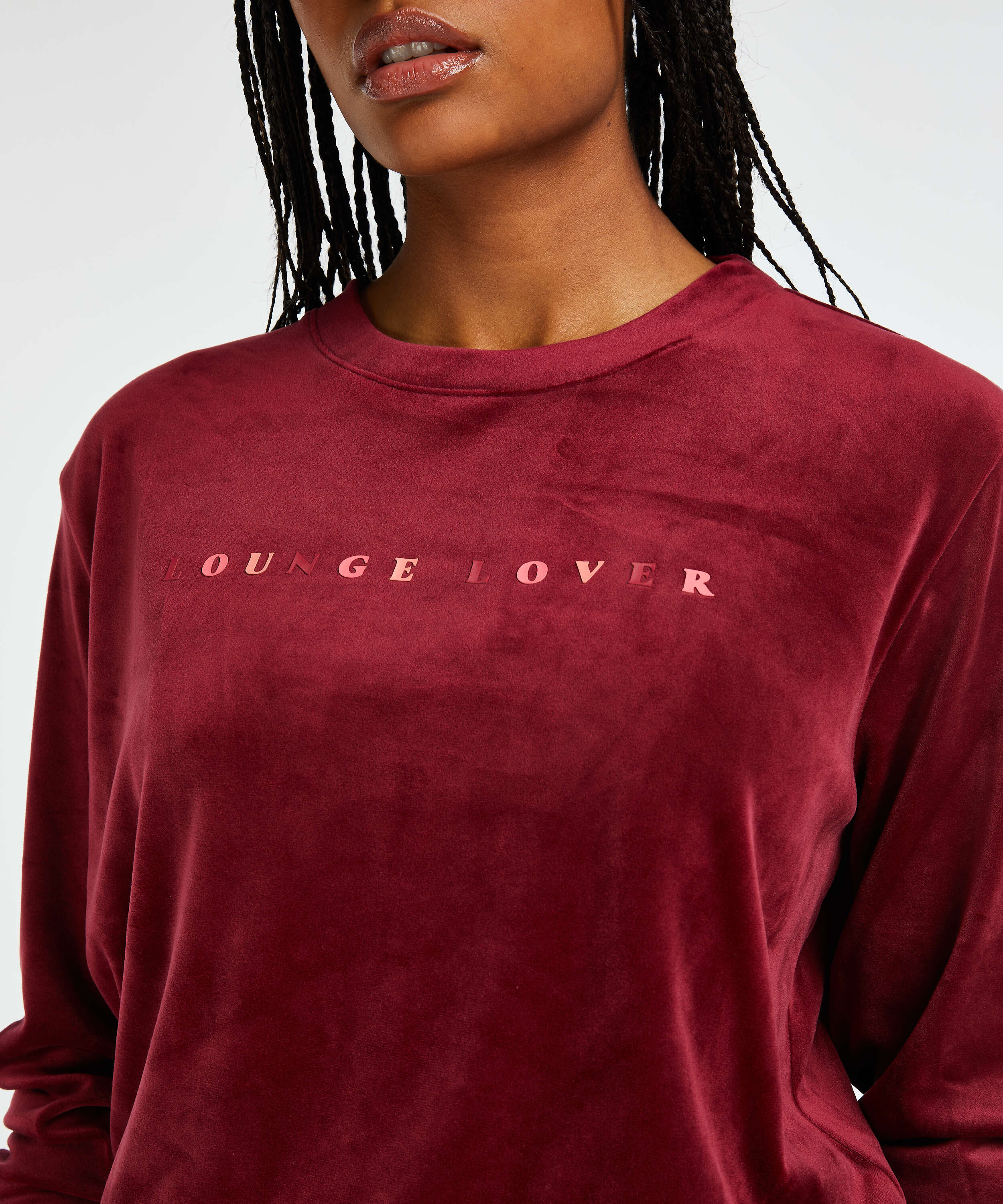 Lang&auml;rmeliges Top aus Velours, Rot, main