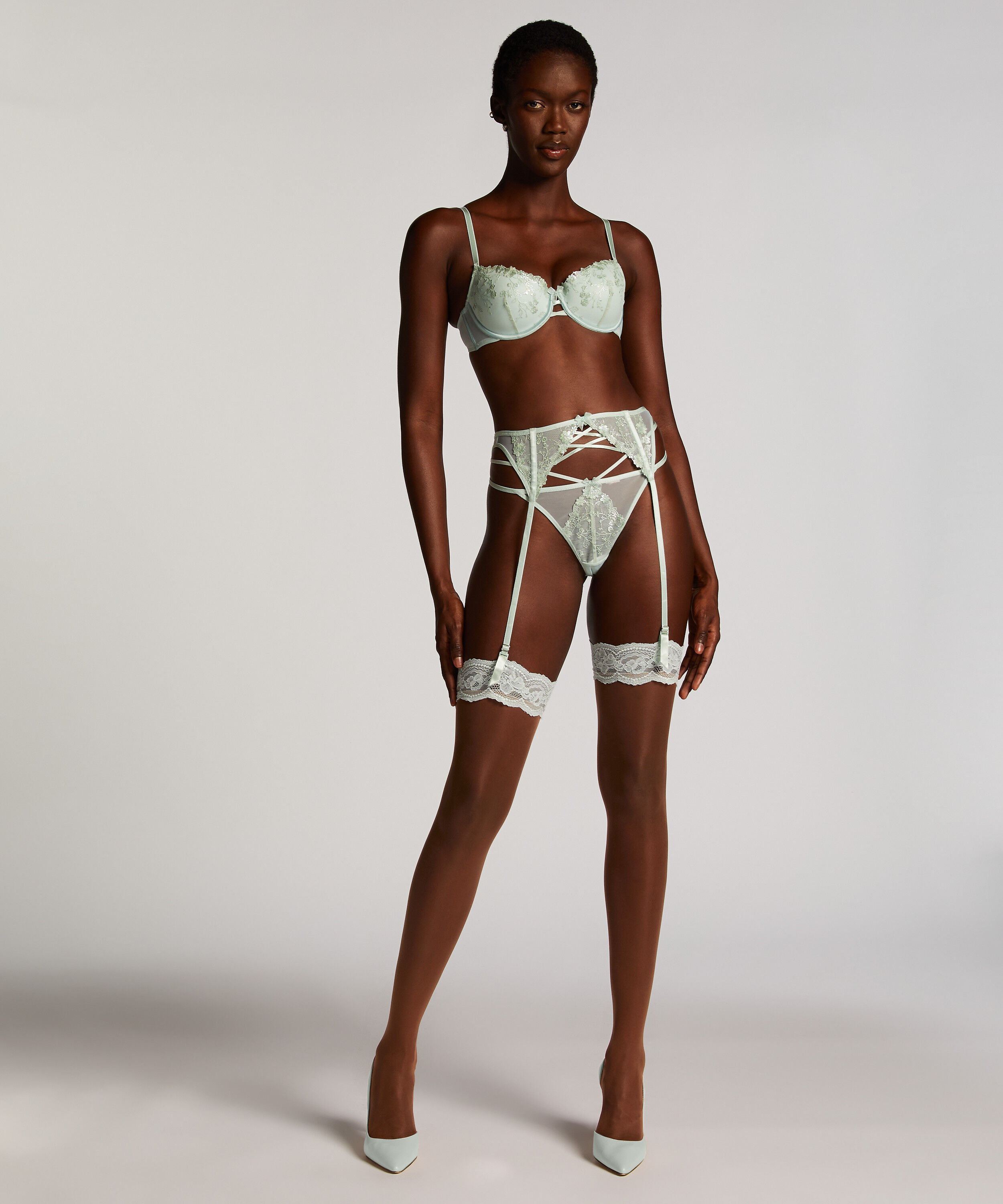 Stockings 15 Denier Fancy Lace Top, Grün Stockings 15 Denier Fancy Lace Top, Grün