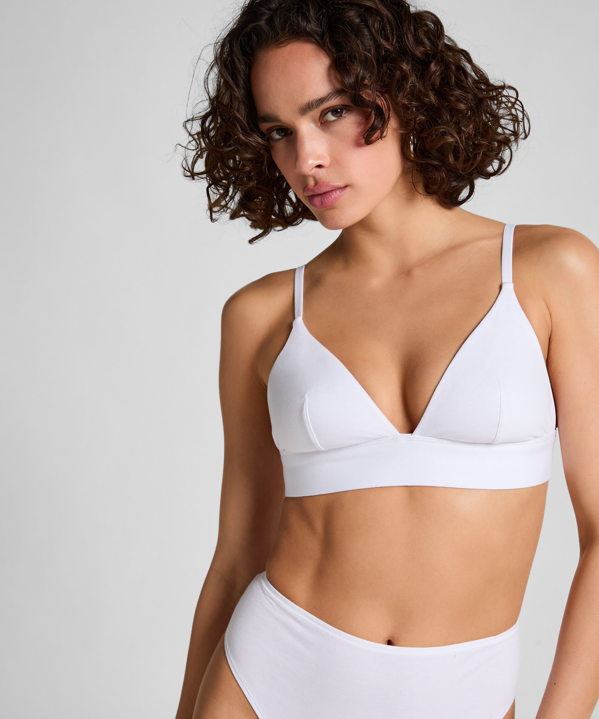 Baumwoll-Bralette, Weiß
