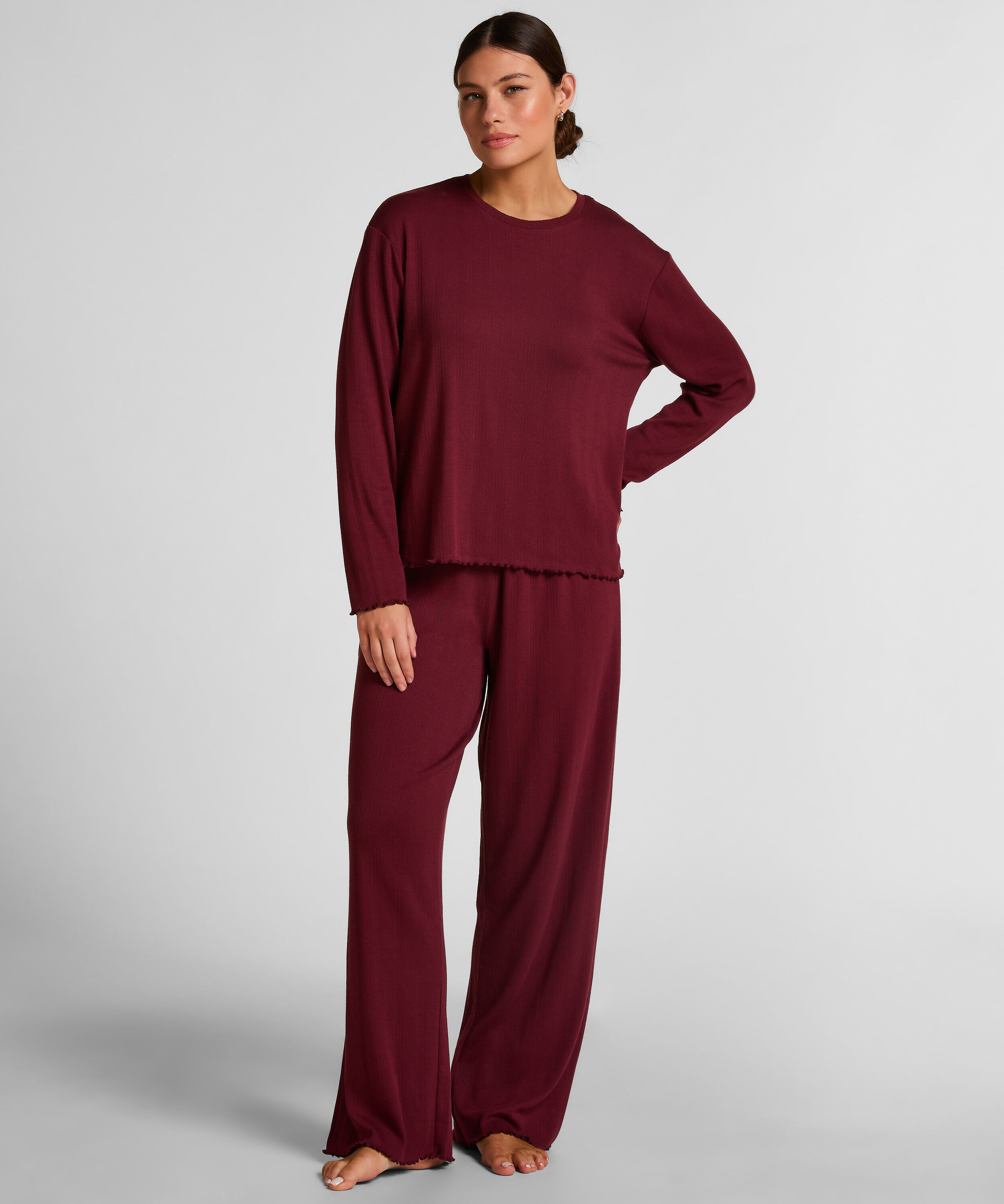 Pyjama Hose Loose Pointelle, Rot Pyjama Hose Loose Pointelle, Rot
