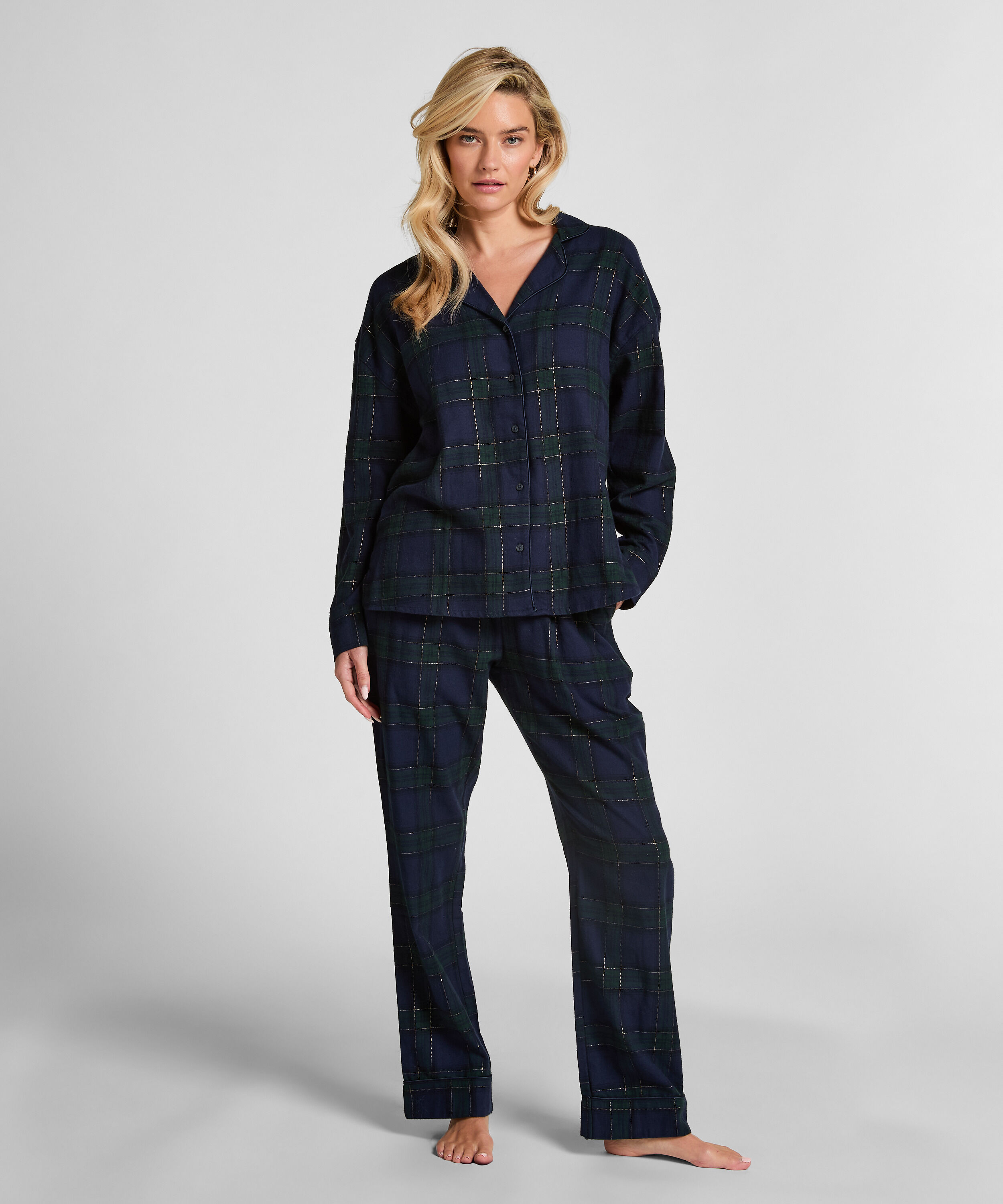 Pyjamahose aus Flanell, Blau