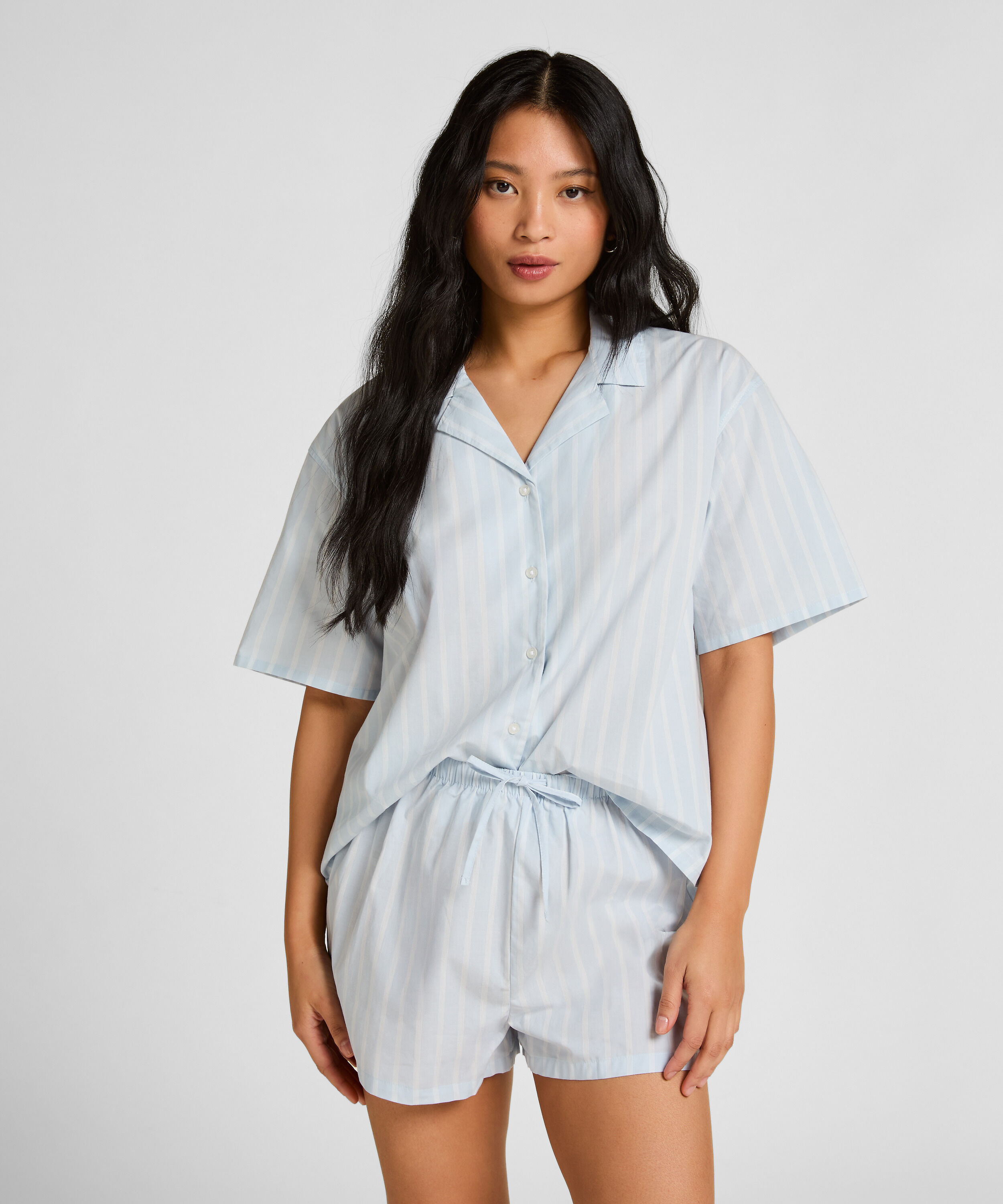 Gestreiftes Baumwolljacke, Blau Gestreiftes Baumwolljacke, Blau