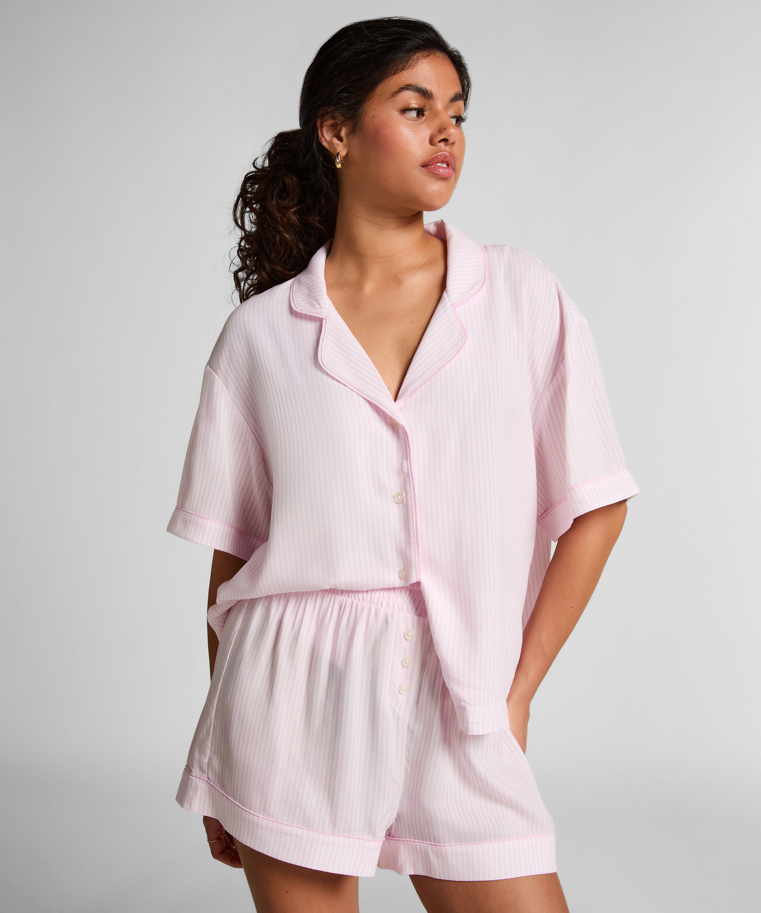 Gewebte Pyjama-Shorts, Rose
