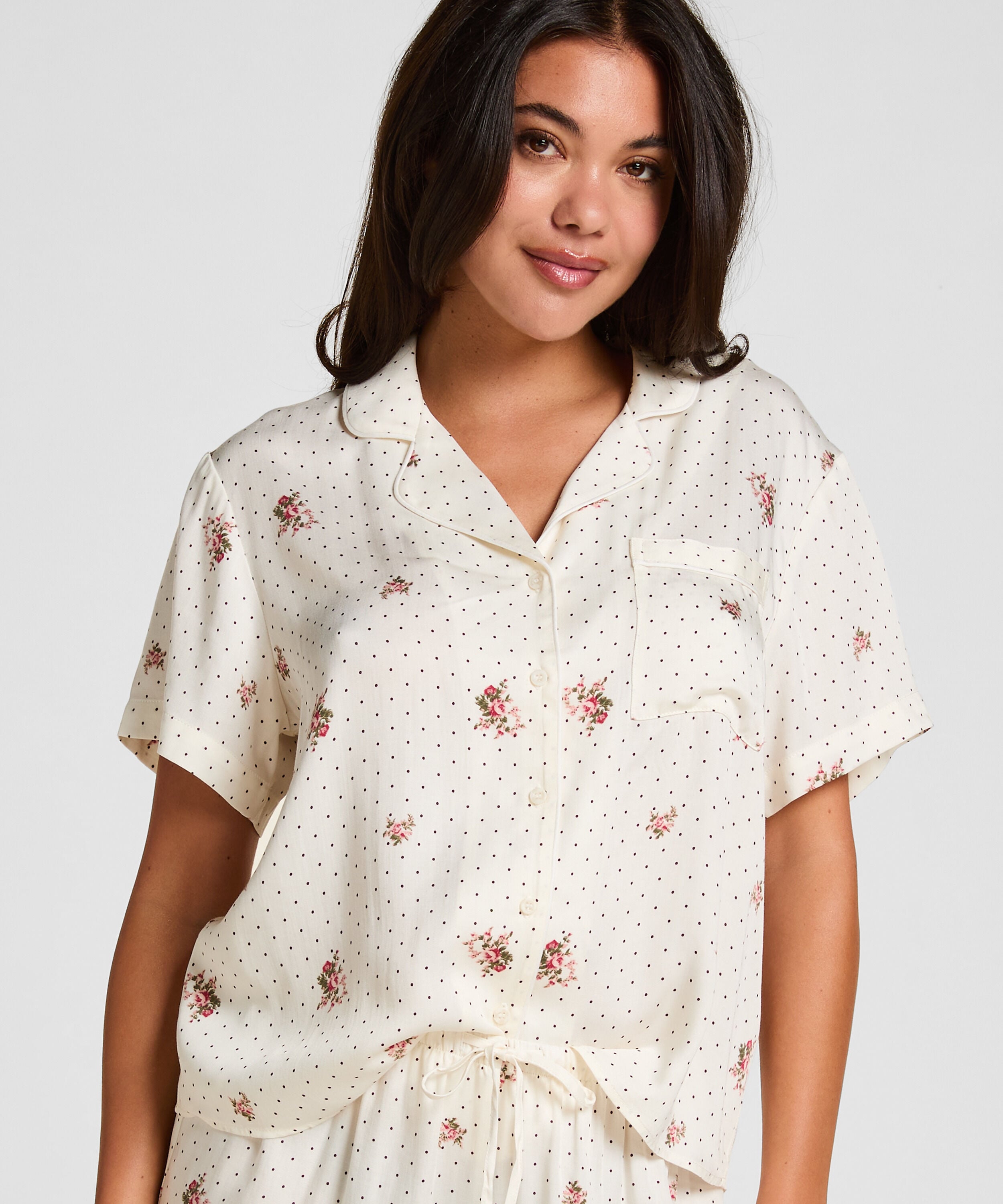 Pyjama-Jacke Satin, Weiß