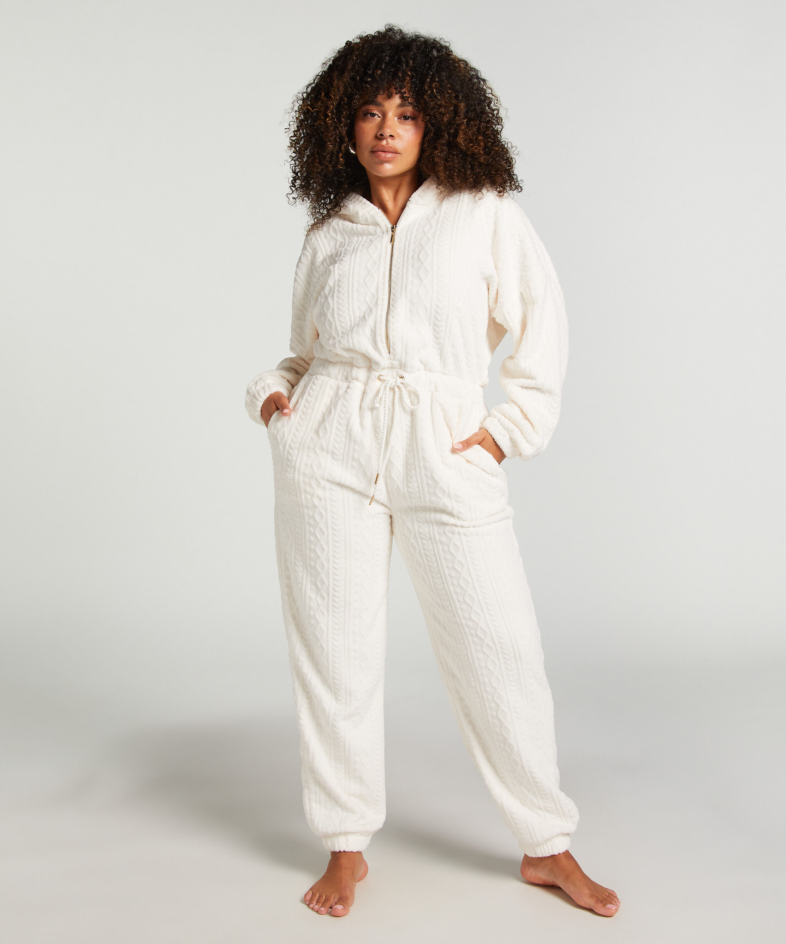 Onesie Fleece, Weiß