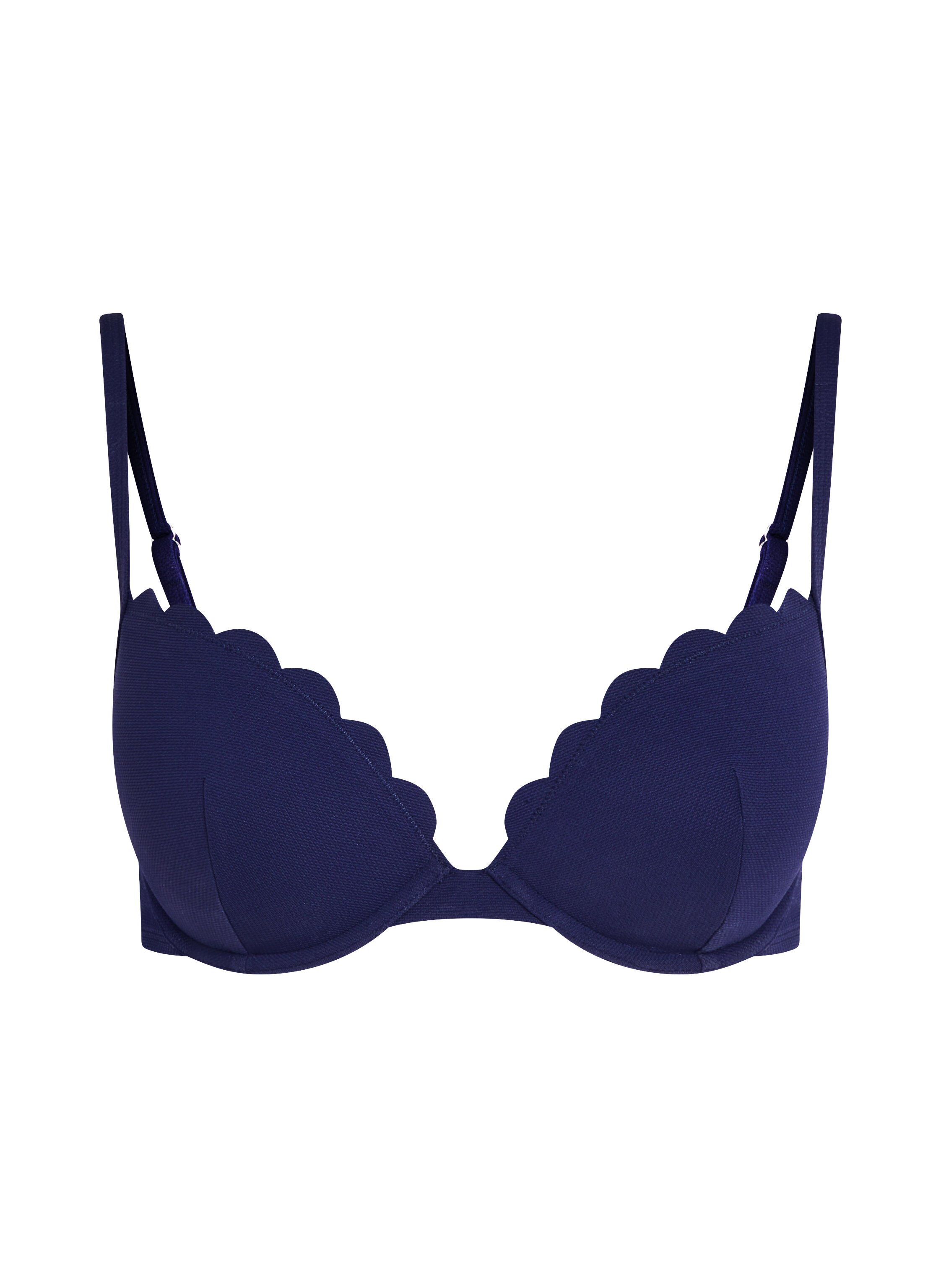 Vorgeformtes Push-up B&uuml;gel-Bikinitop Scallop Cup A - E, Blau