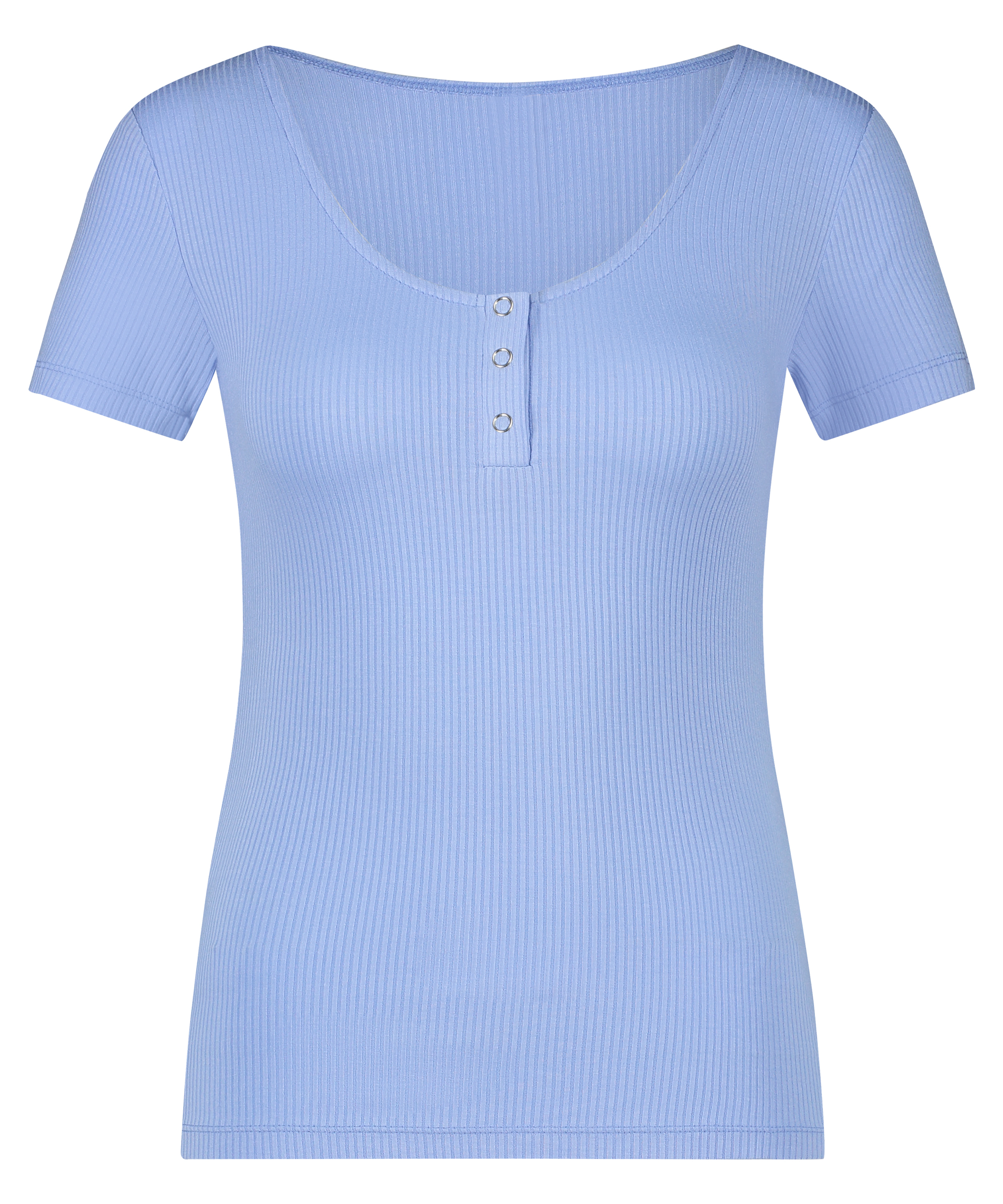 Kurzärmeliges Pyjama-Top Henley, Blau, main