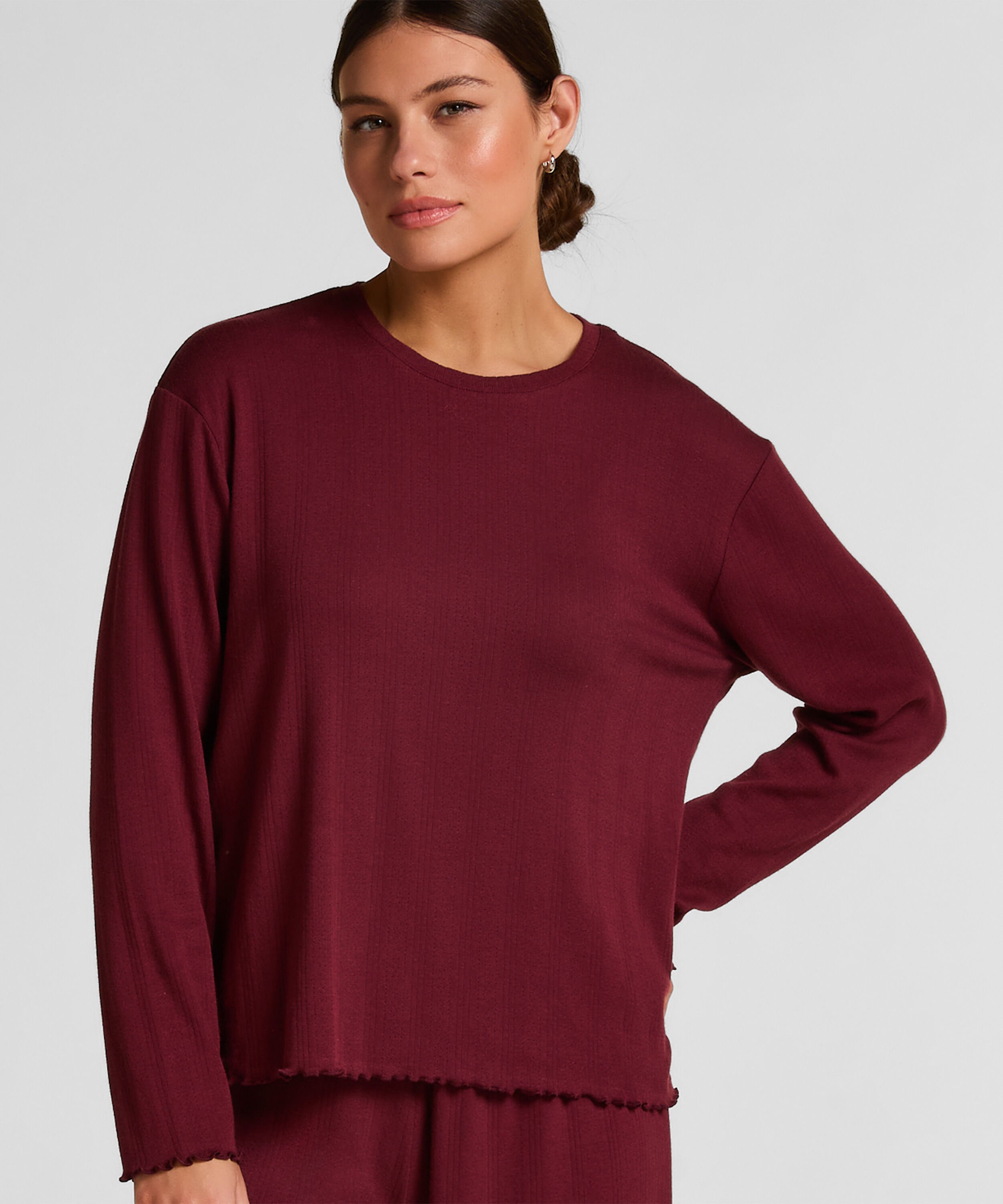 Pyjama Top Loose Pointelle, Rot