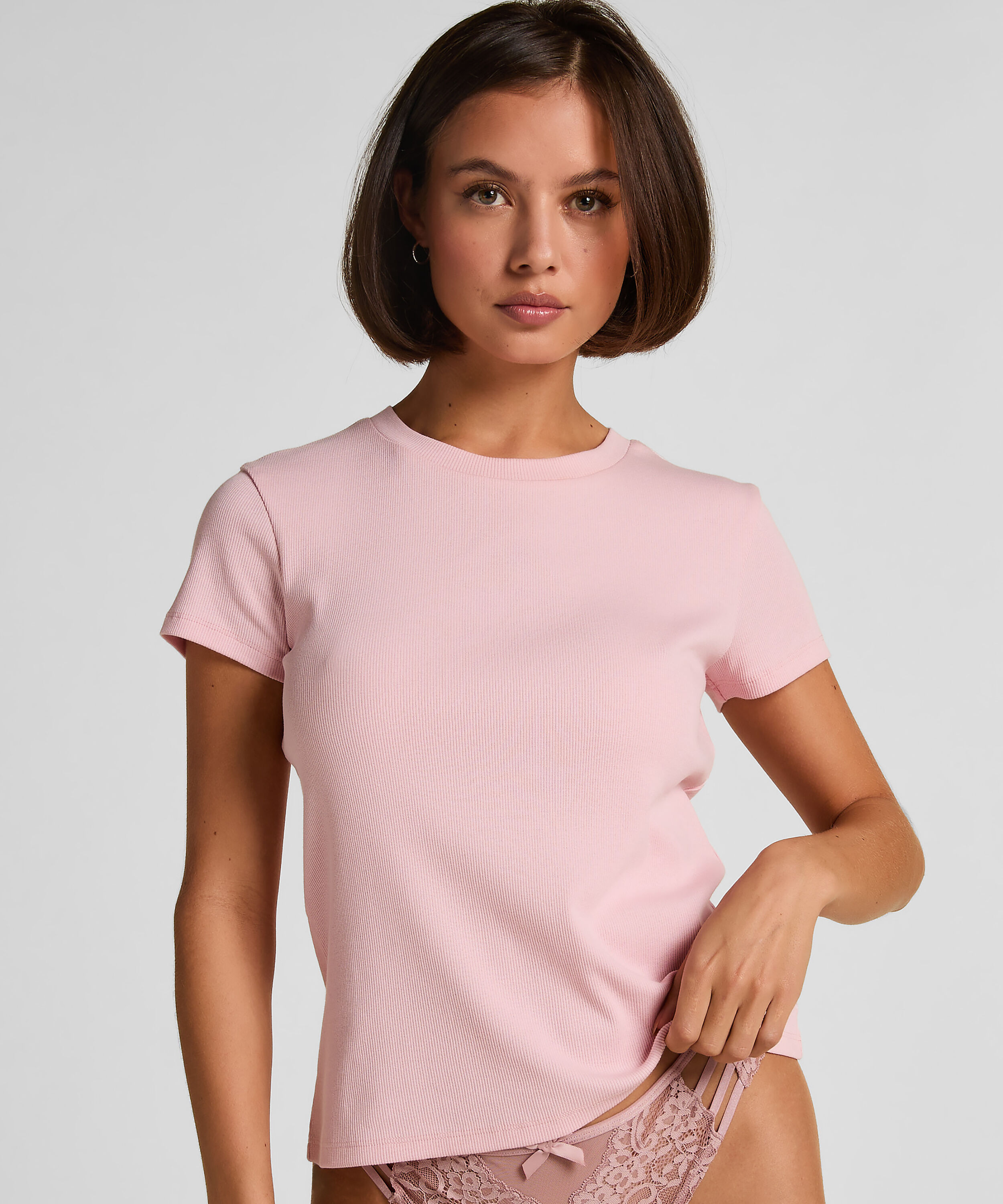 Pyjamatop Rib Crew Neck