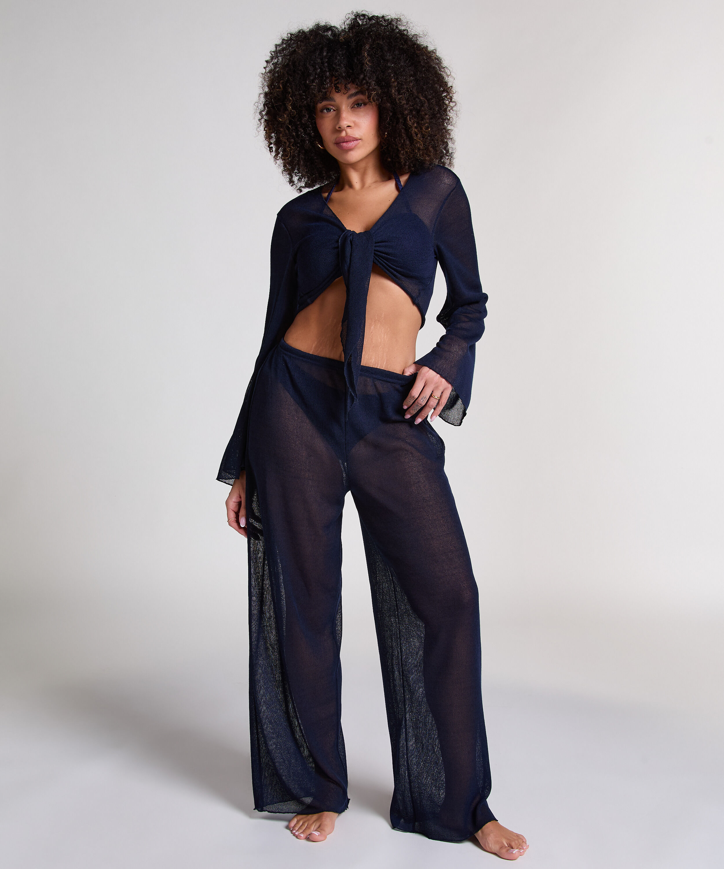 Strand-Strickhose, Blau