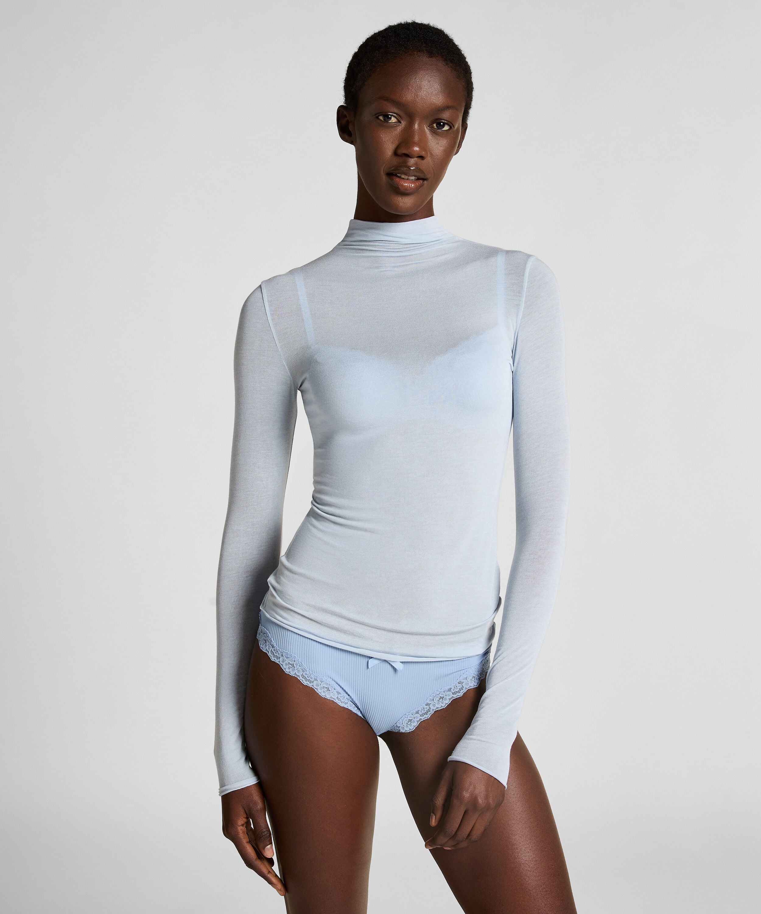 Super Soft Shirt aus Kaschmir-Mix mit Rollkragen, Blau Super Soft Shirt aus Kaschmir-Mix mit Rollkragen, Blau
