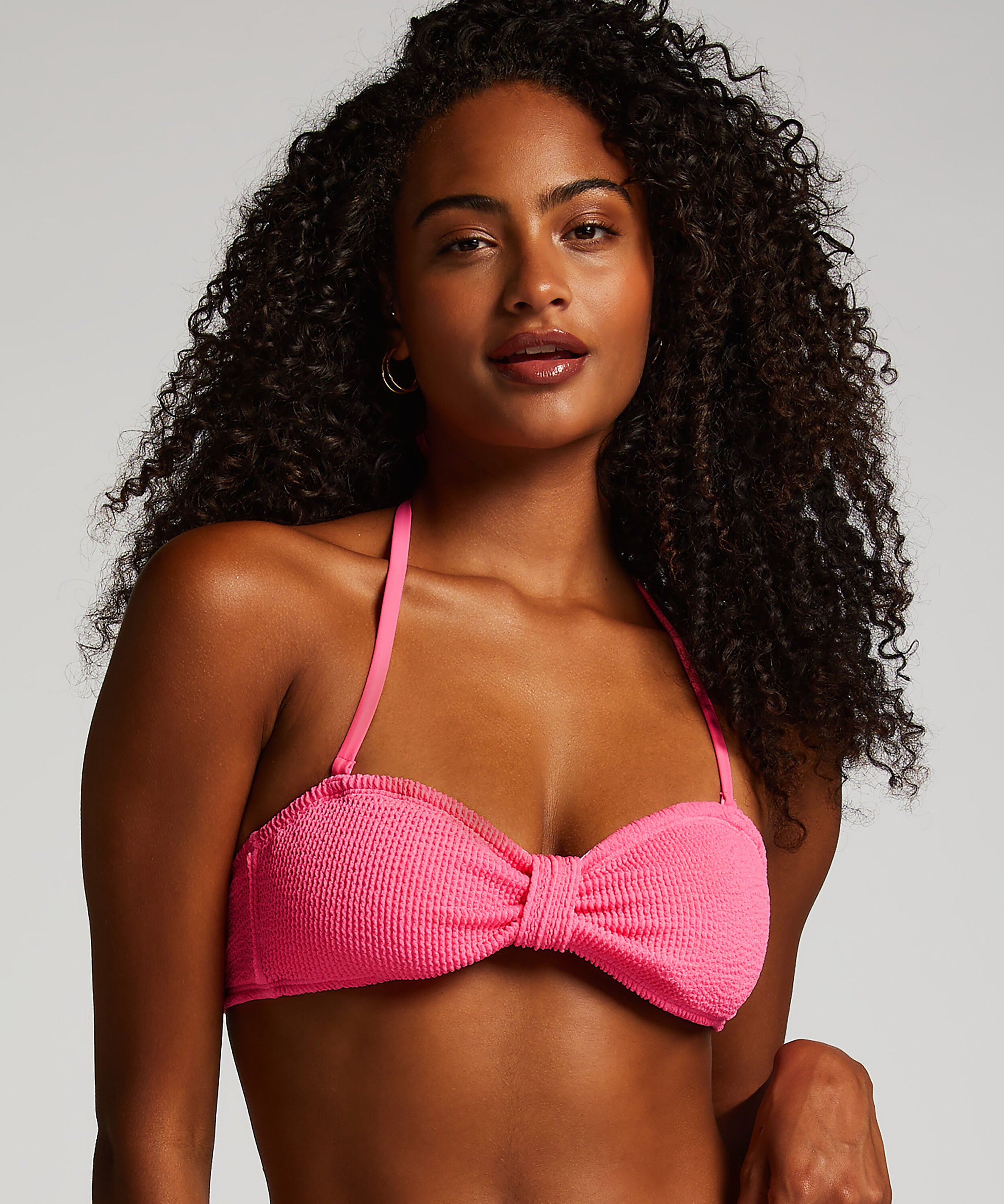 Bandeau Bikini Top Crinkle, Rose