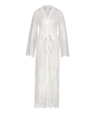 Kimono Allover Lace lang, Weiß