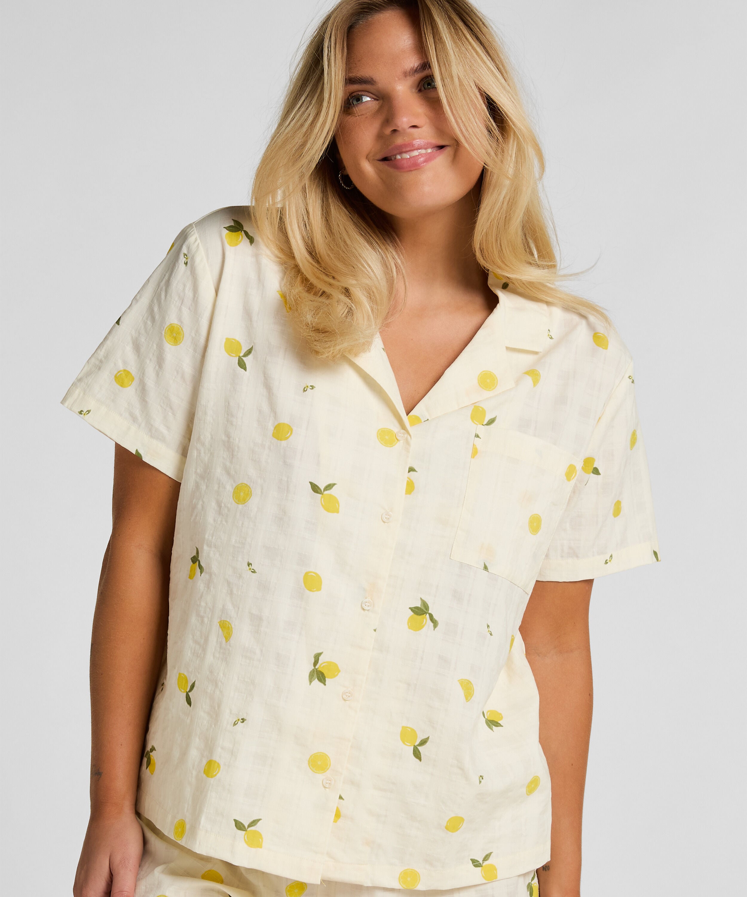 Zitronen Pyjamajacke, Weiß