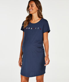 Umstandsnachthemd mit kurzen &Auml;rmeln, Blau