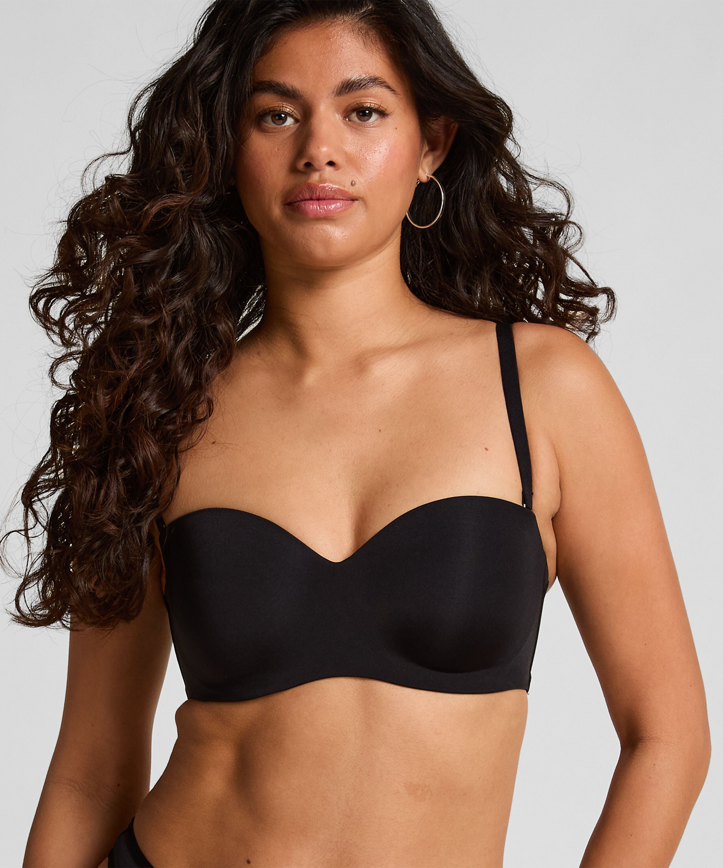 Gepolsterter trägerloser Push-Up BH mit Bügeln Smooth, Schwarz