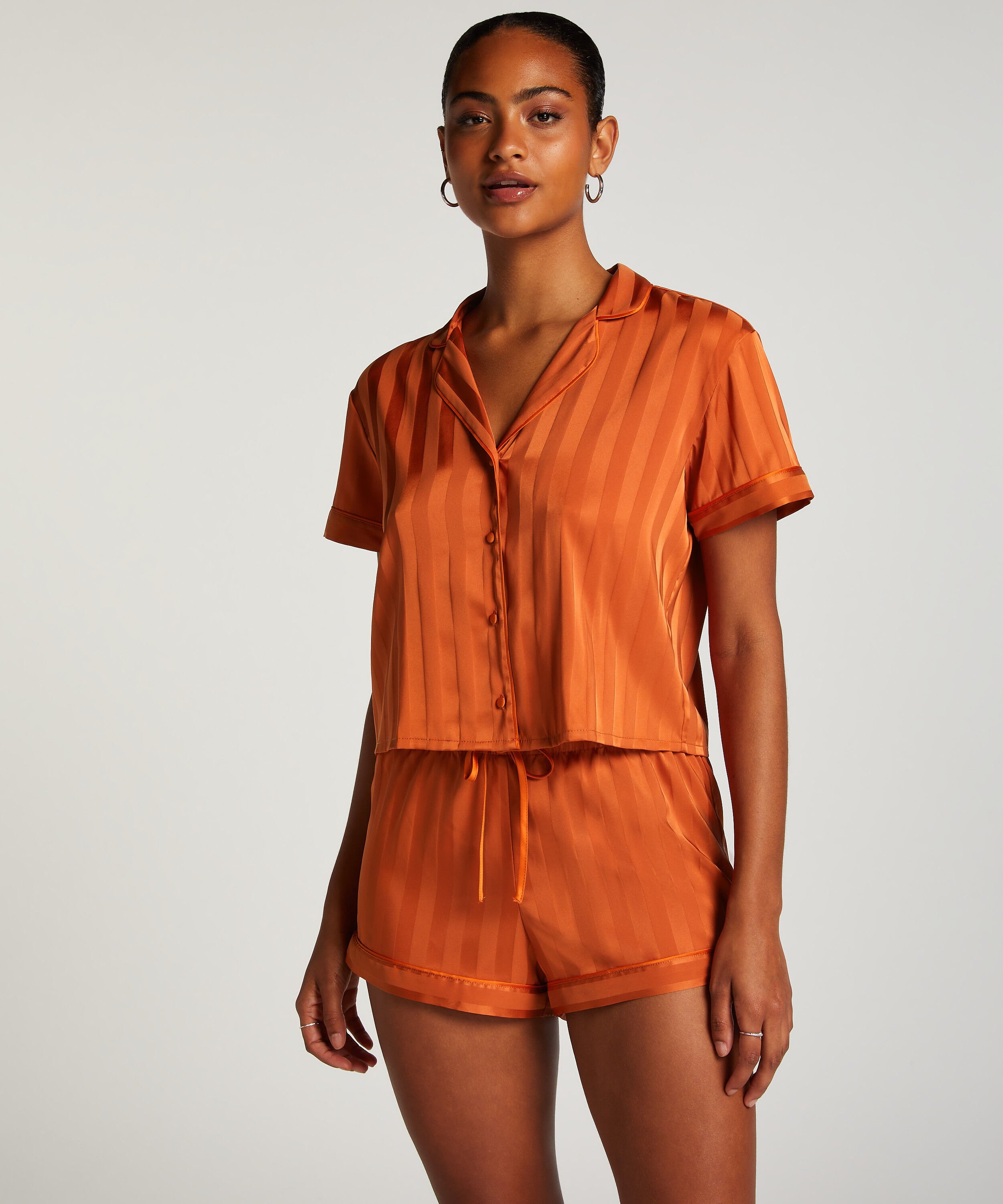 Pyjama-Shorts Satin, Orange Pyjama-Shorts Satin, Orange