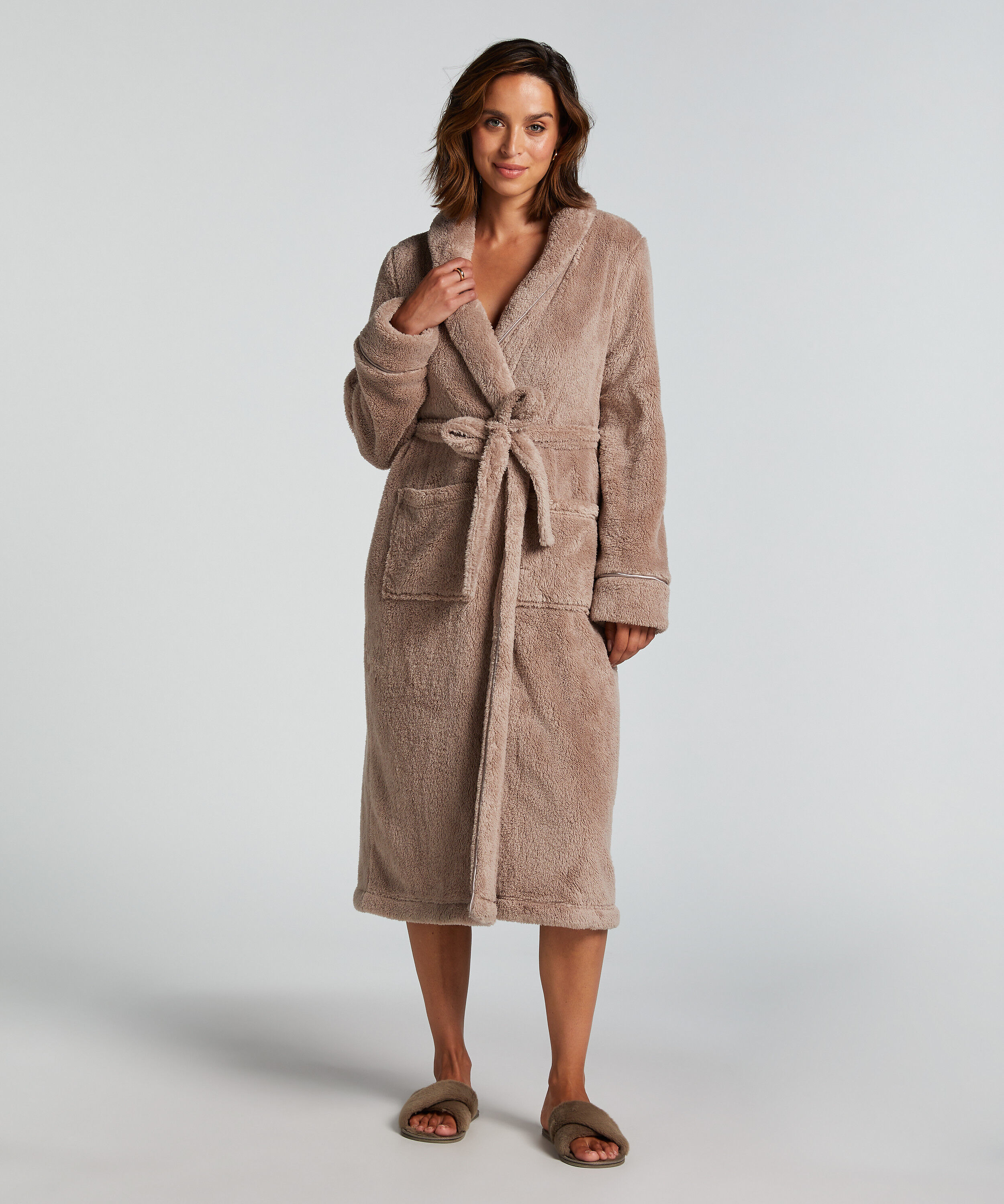 Bademantel Fleece, Beige