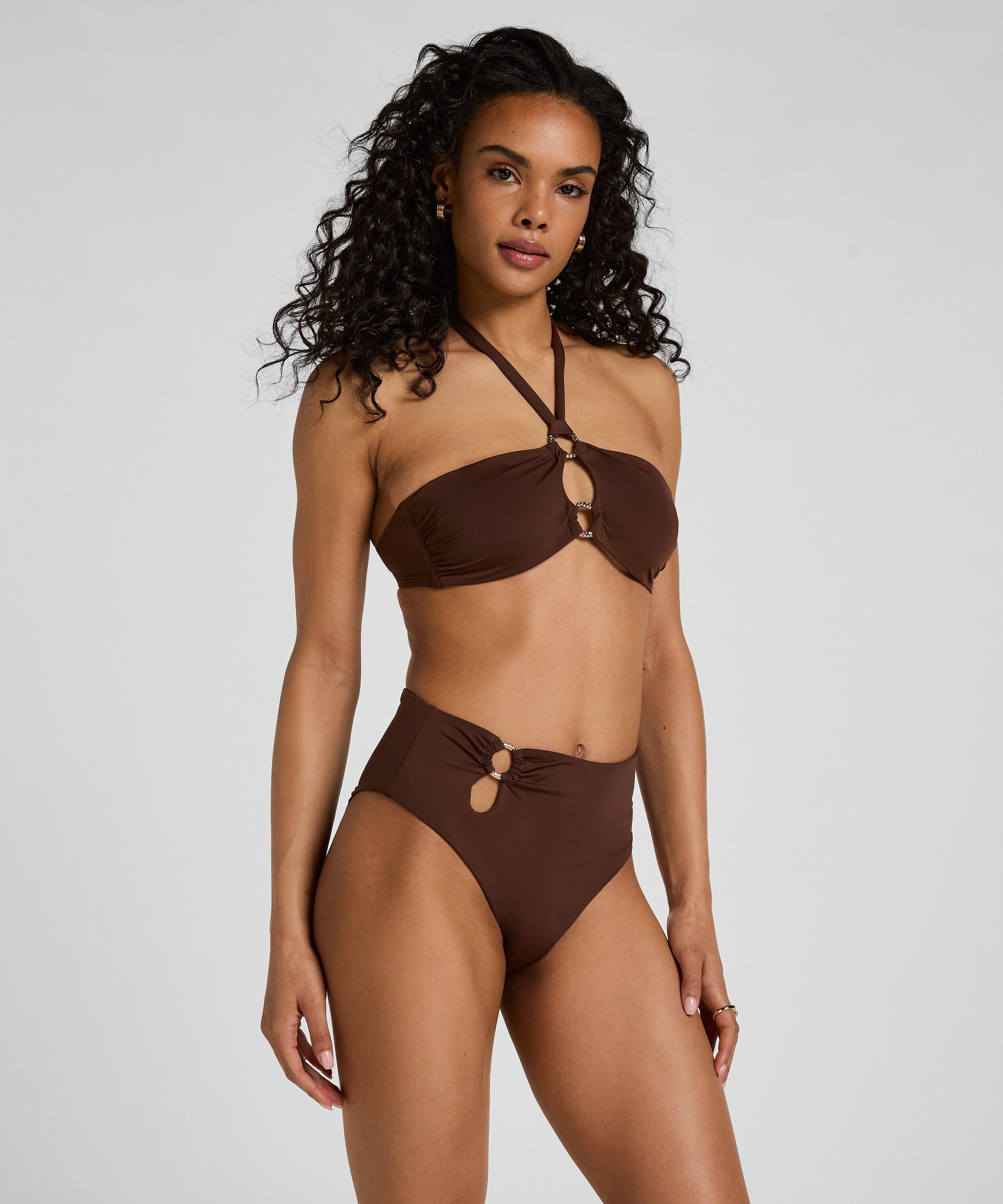 Hoch geschnittener Bikinihose Madrid, Braun Hoch geschnittener Bikinihose Madrid, Braun