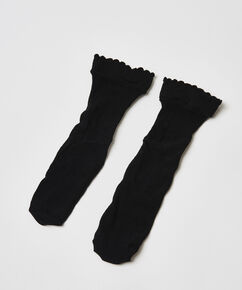 Fischnetz-Socken mit Herzchen, Schwarz
