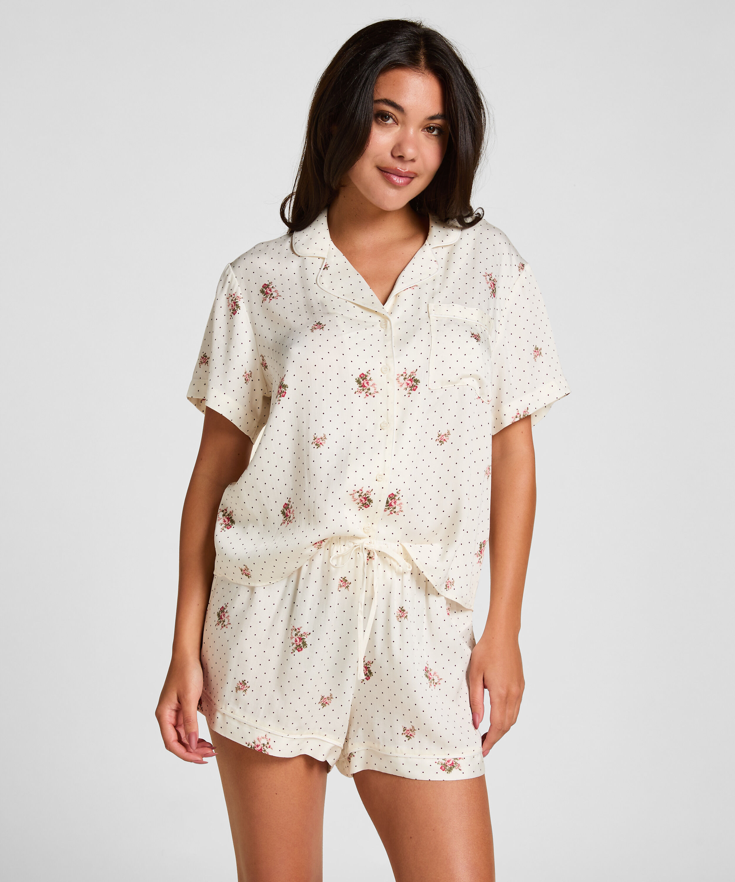 Pyjama-Shorts Satin, Weiß Pyjama-Shorts Satin, Weiß