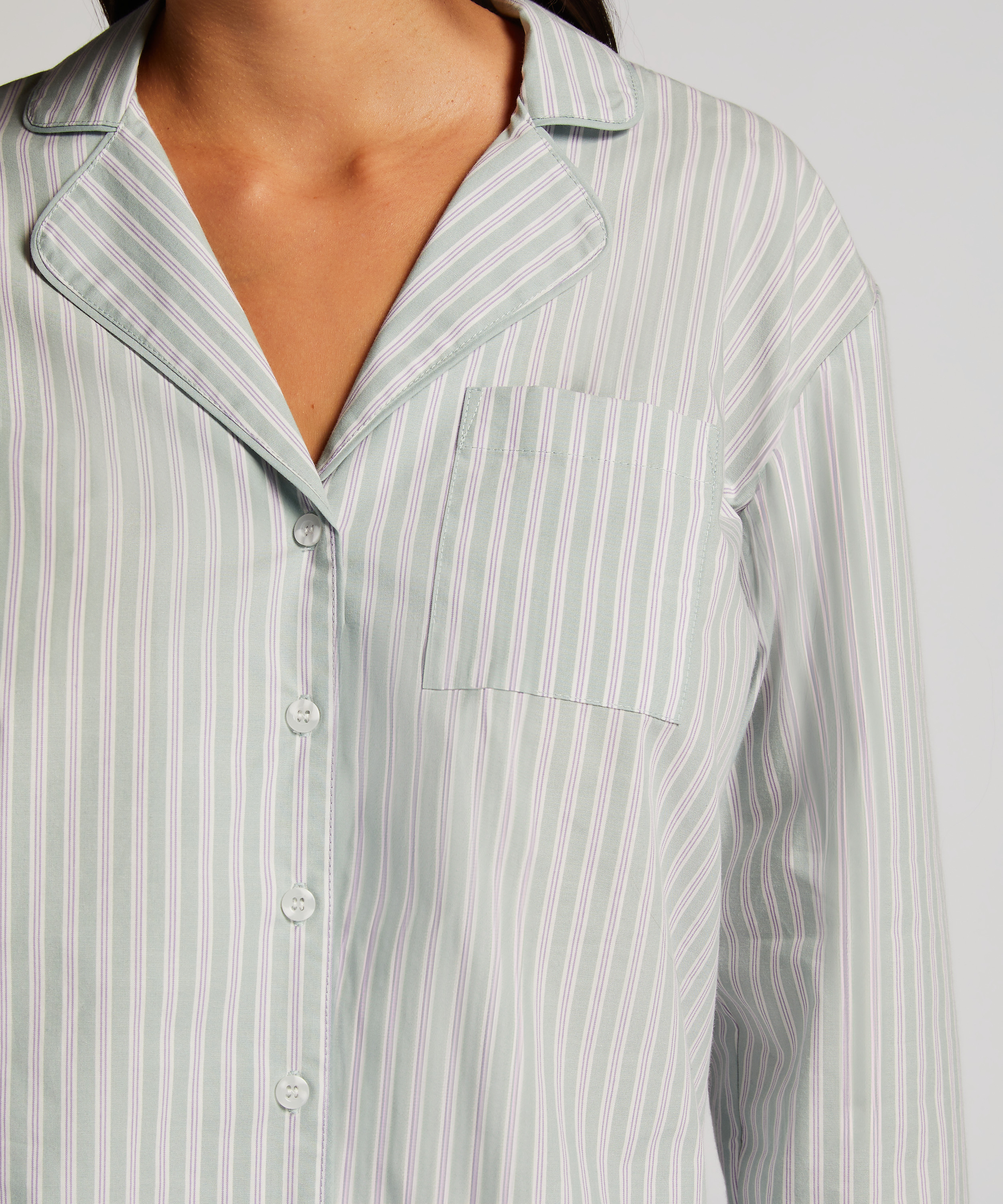 Pyjama-Oberteil aus Baumwolle , grün, main