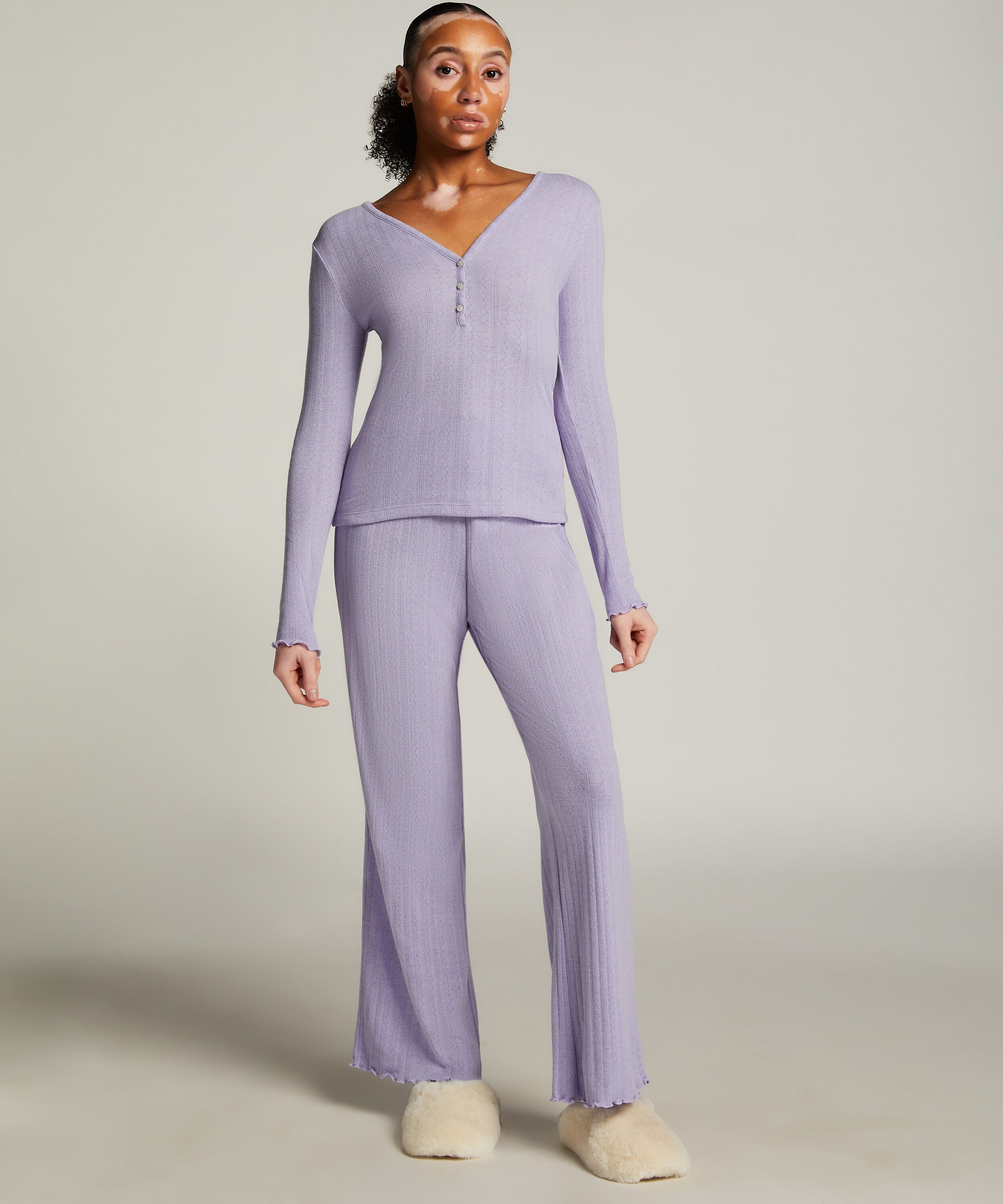 Pyjamahosen Pointelle, Lila Pyjamahosen Pointelle, Lila