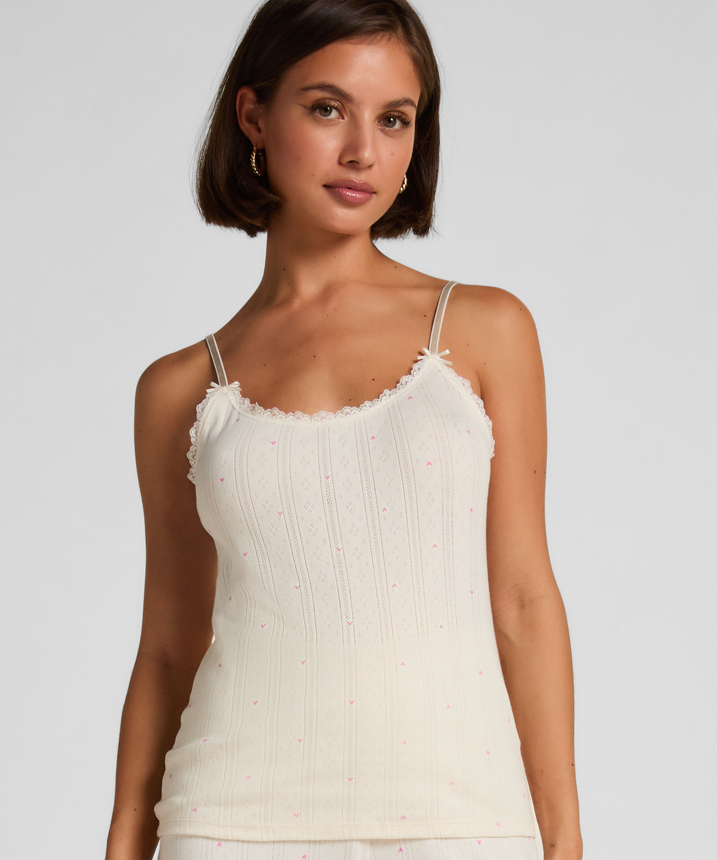 Pointelle-Camisole, Weiß Pointelle-Camisole, Weiß