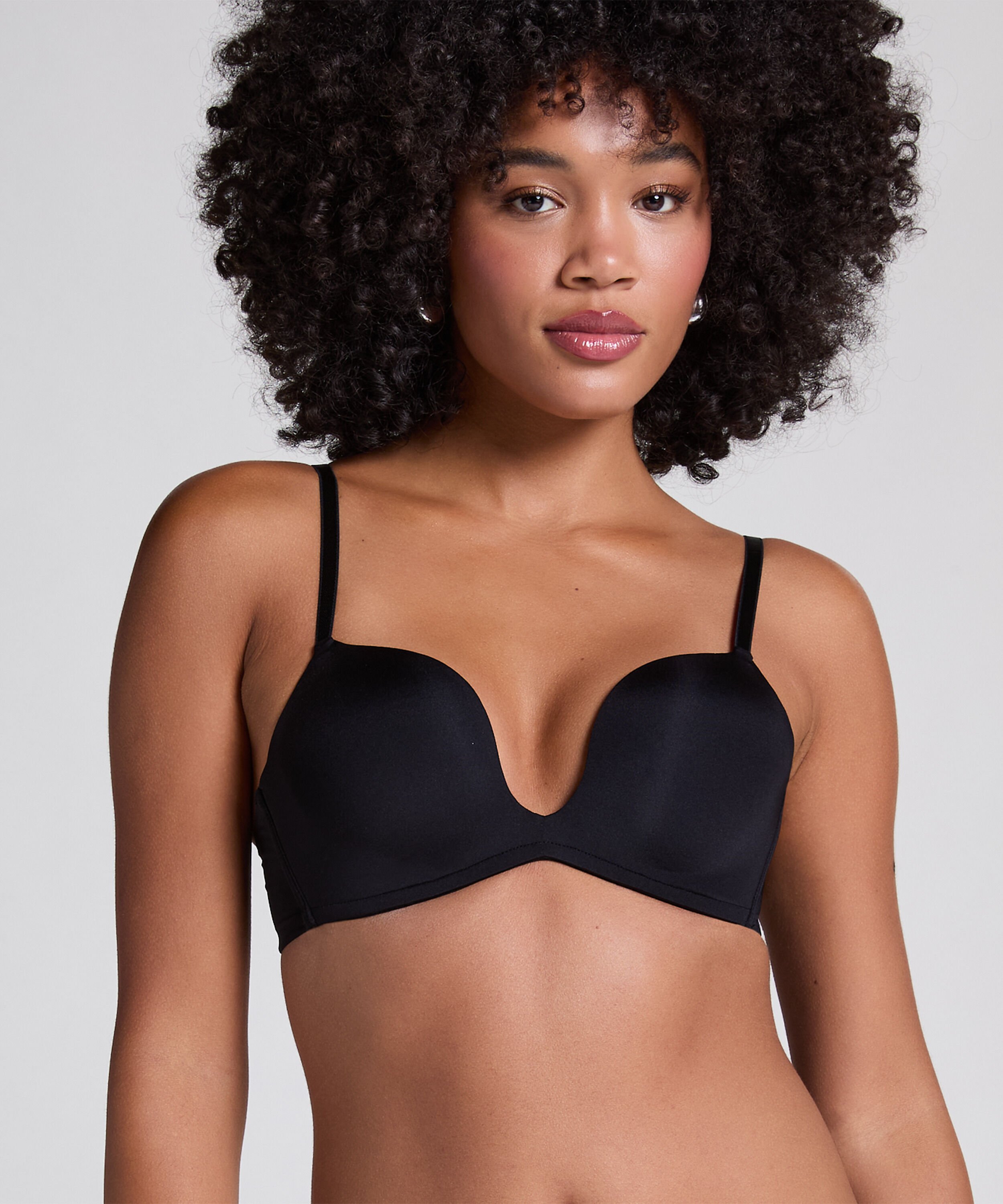 Vorgeformter Push-up-Bügel-BH Deep-V, Schwarz