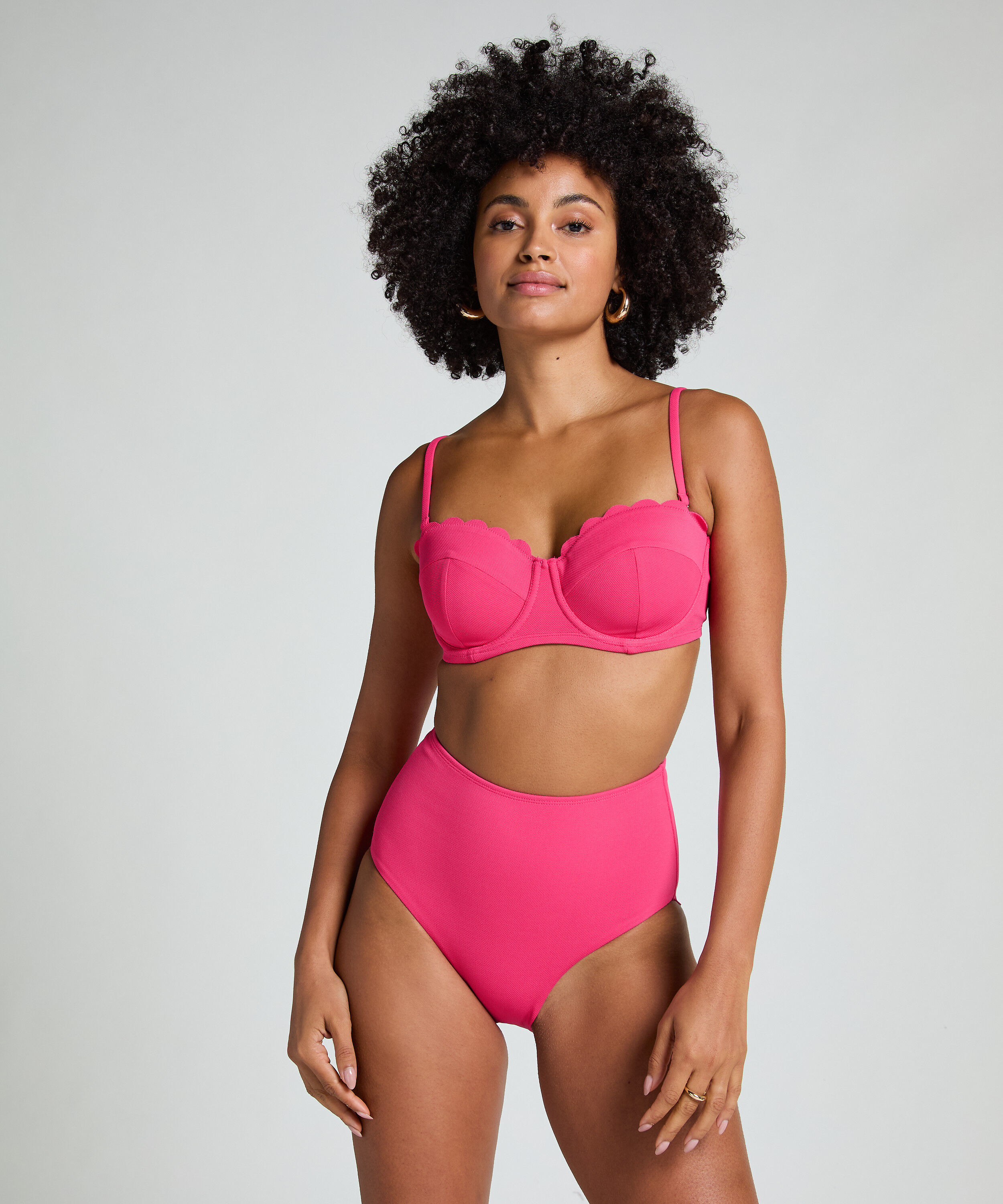 Scallop High-Waist Rio-Bikini-Unterteil, Rose
