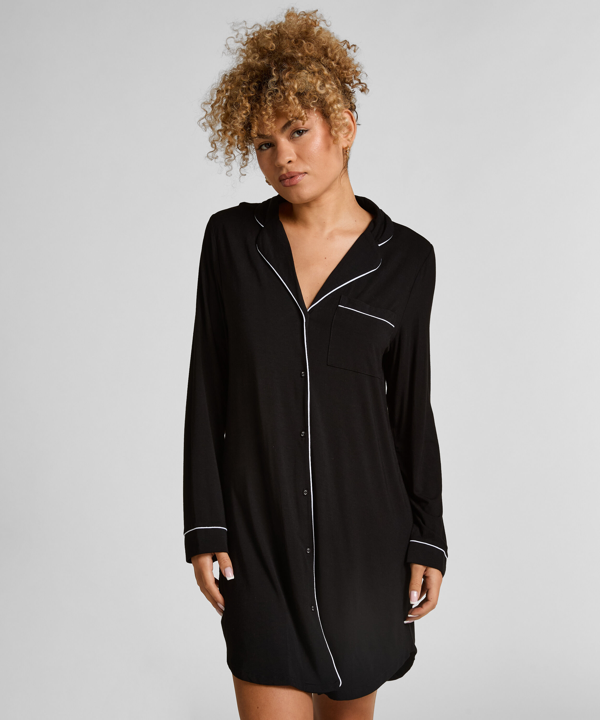 Langärmeliges Jersey-Hemdkleid Essential