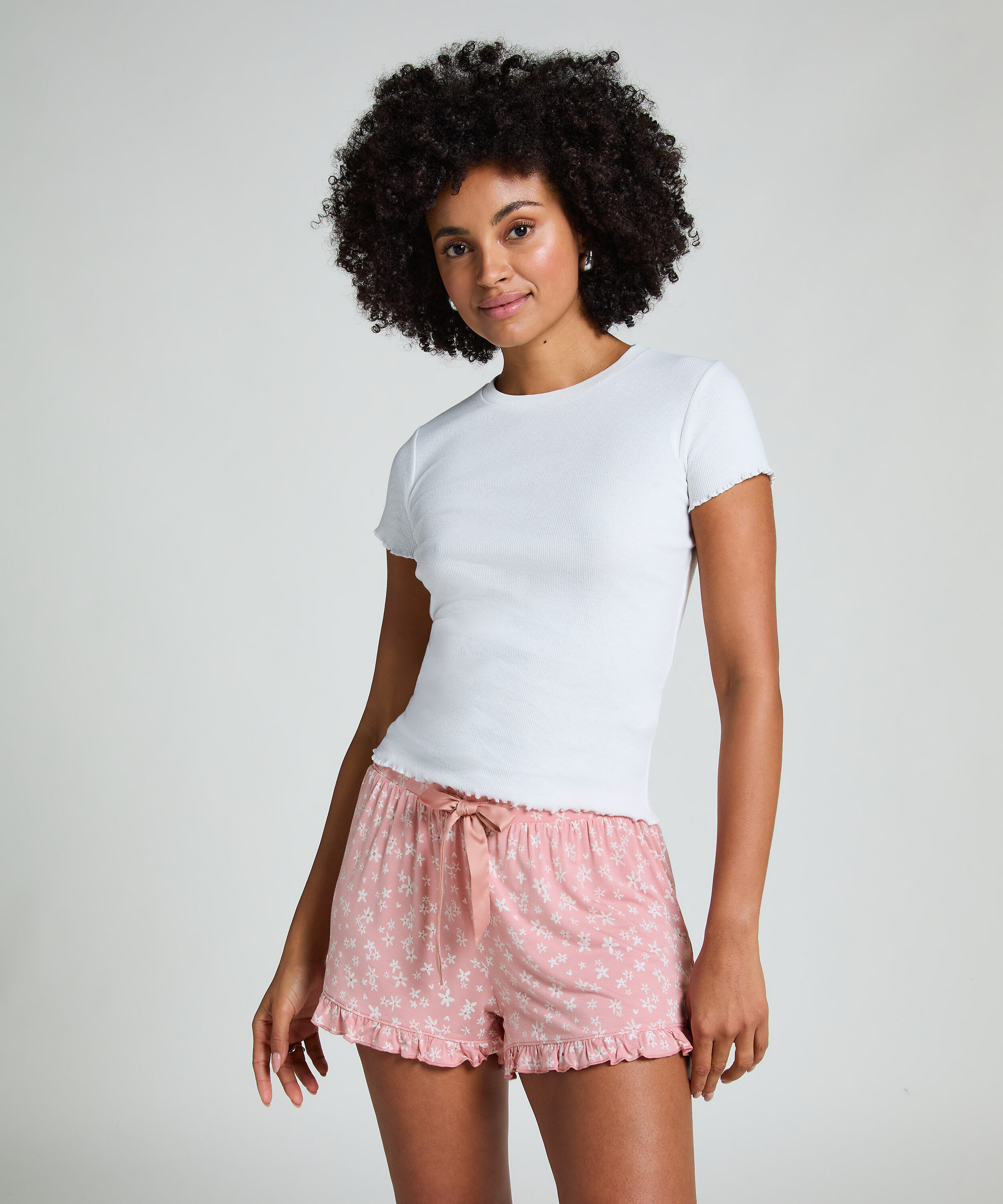 Jersey-Shorts mit Rüschen, Rose Jersey-Shorts mit Rüschen, Rose