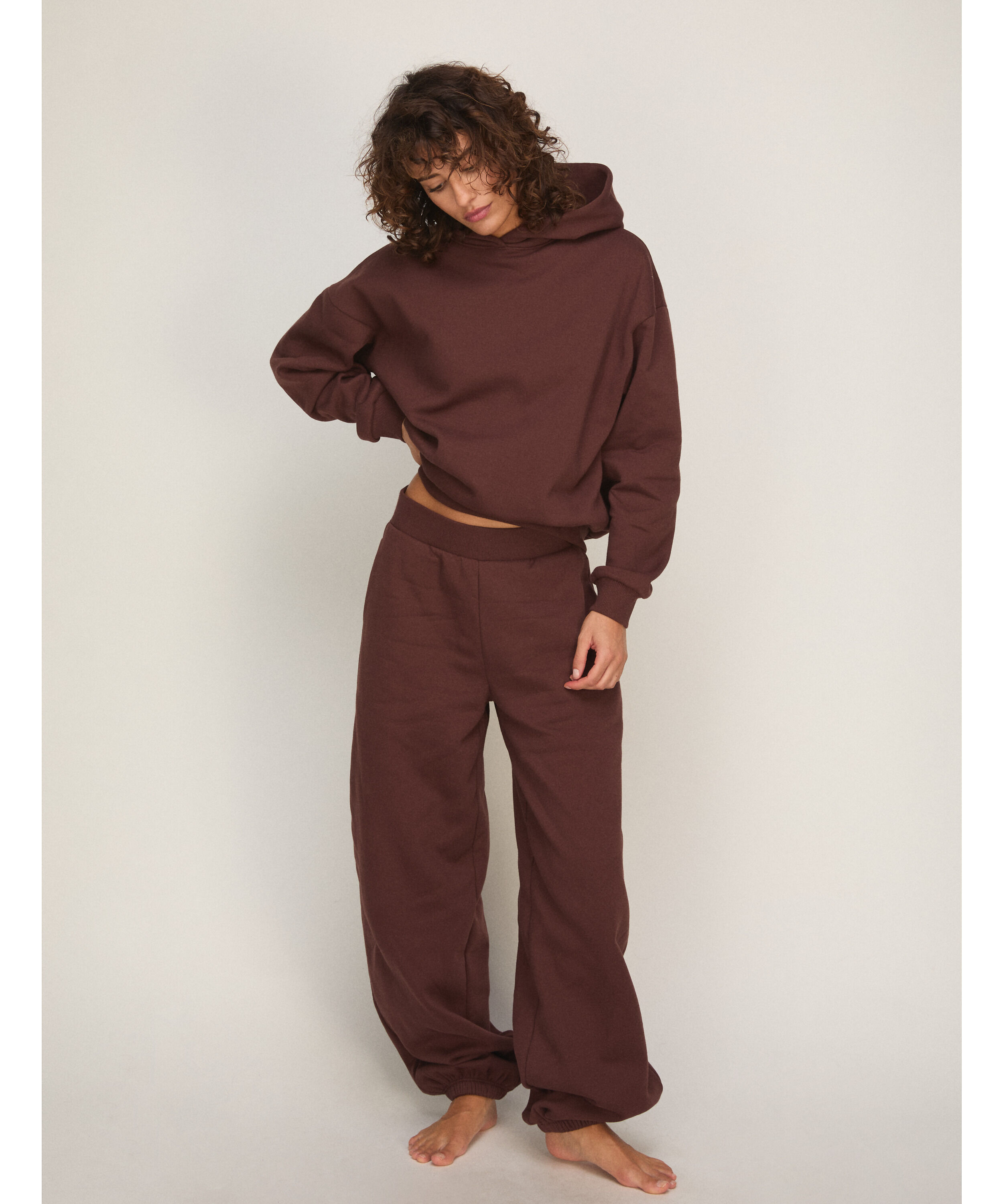 Hoodie aus angerautem Sweatstoff, Braun Hoodie aus angerautem Sweatstoff, Braun