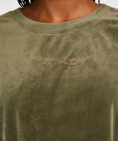 Lang&auml;rmeliges Top aus Velours, gr&uuml;n