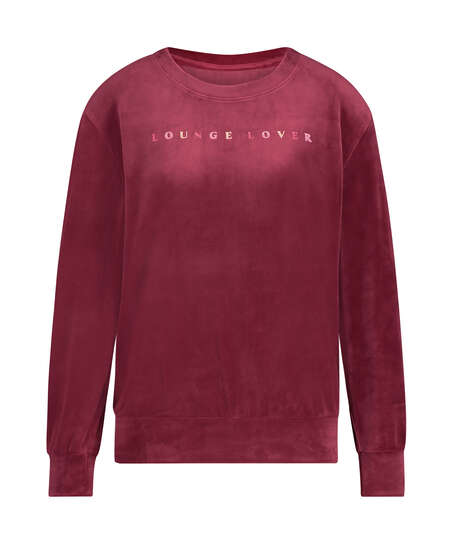 Lang&auml;rmeliges Top aus Velours, Rot